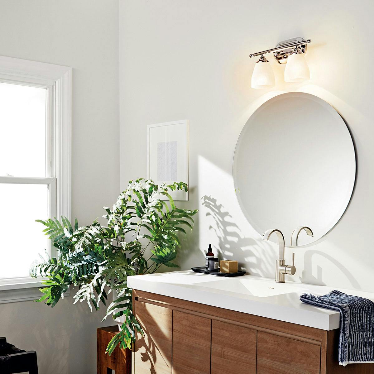 Day time Bathroom featuring Ansonia vanity light 5447CH