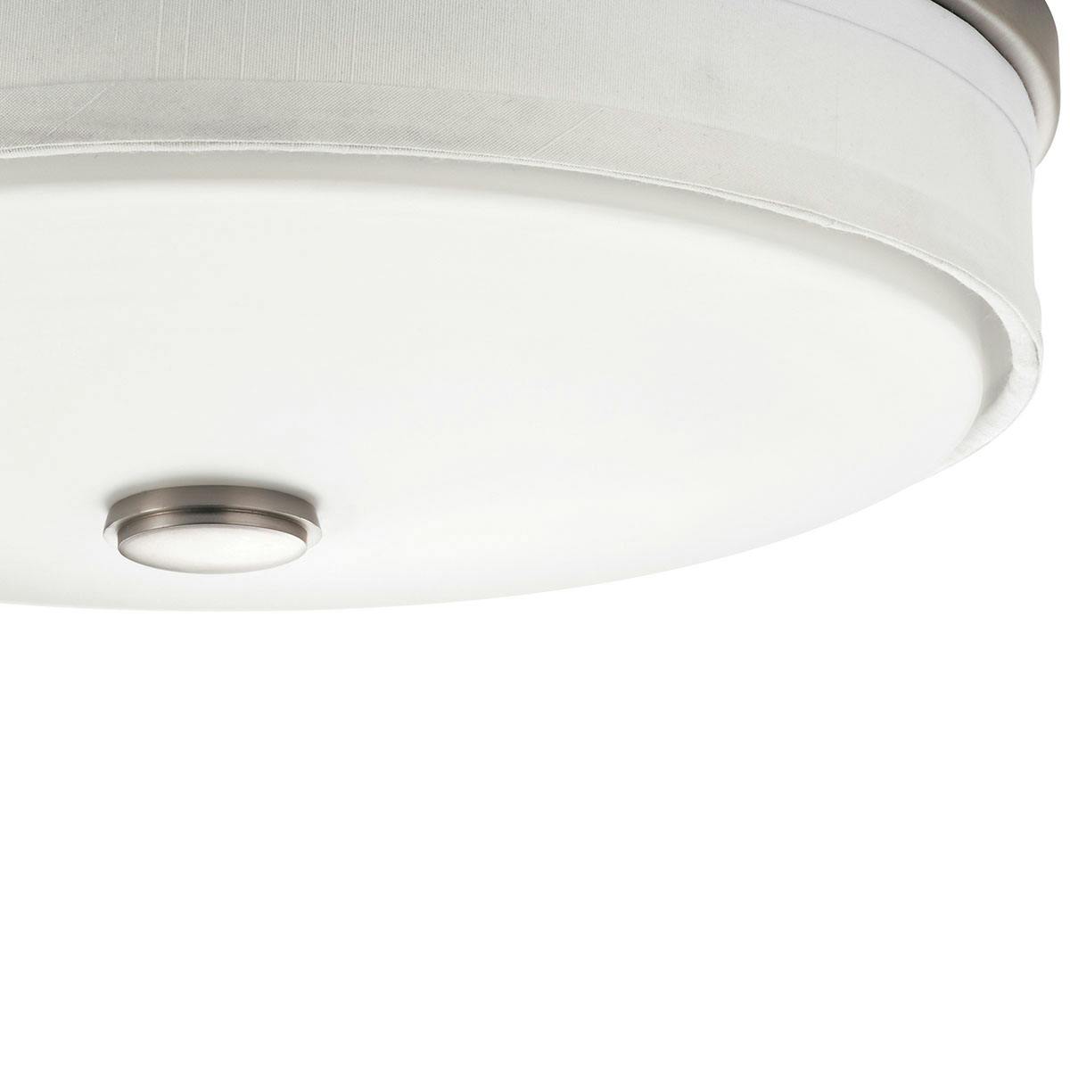 Close up view of the Ceiling Space 13" LED Flush Mount Nickel on a white background
