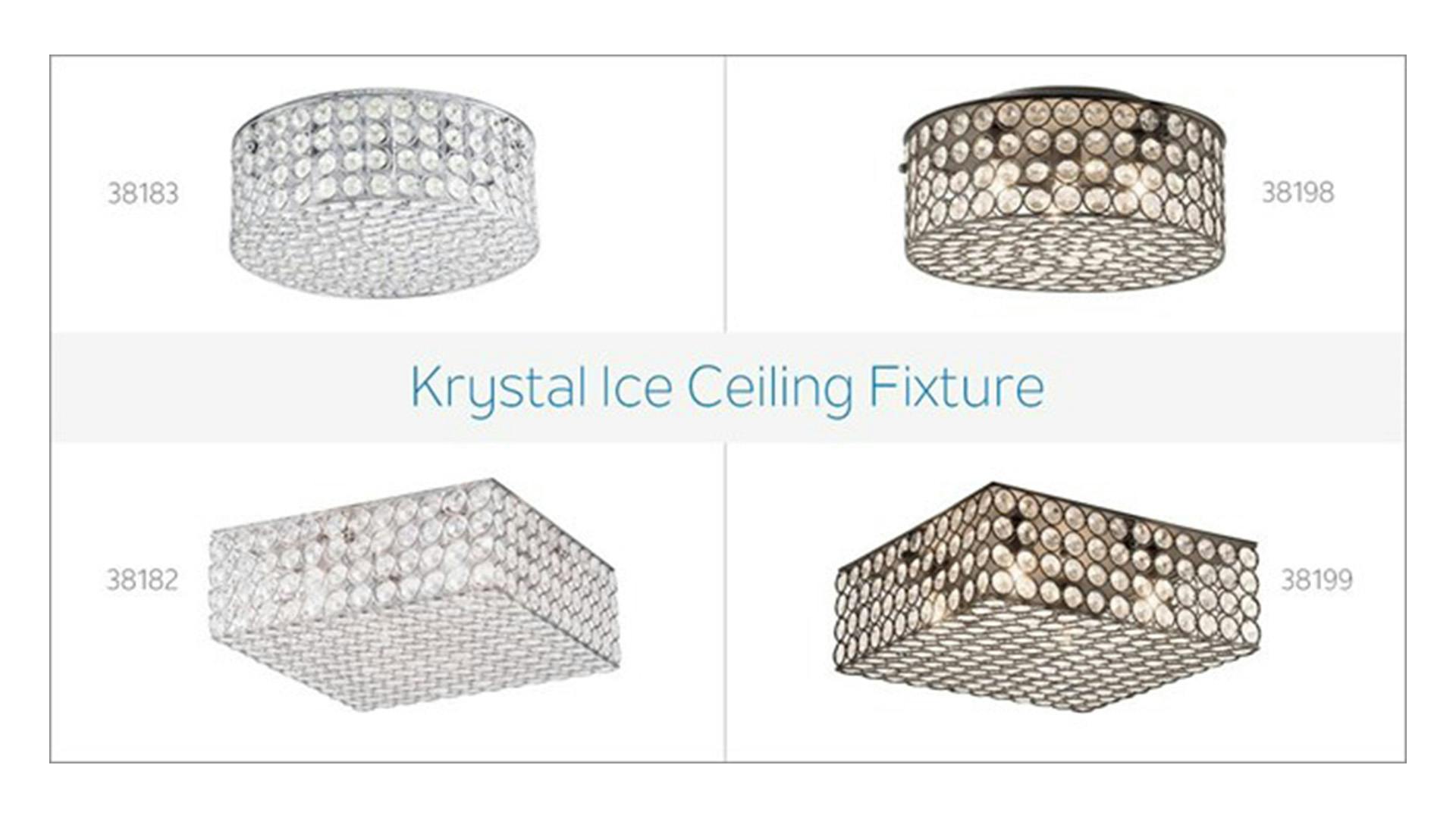 Krystal Ice ceiling fixtures on white background.