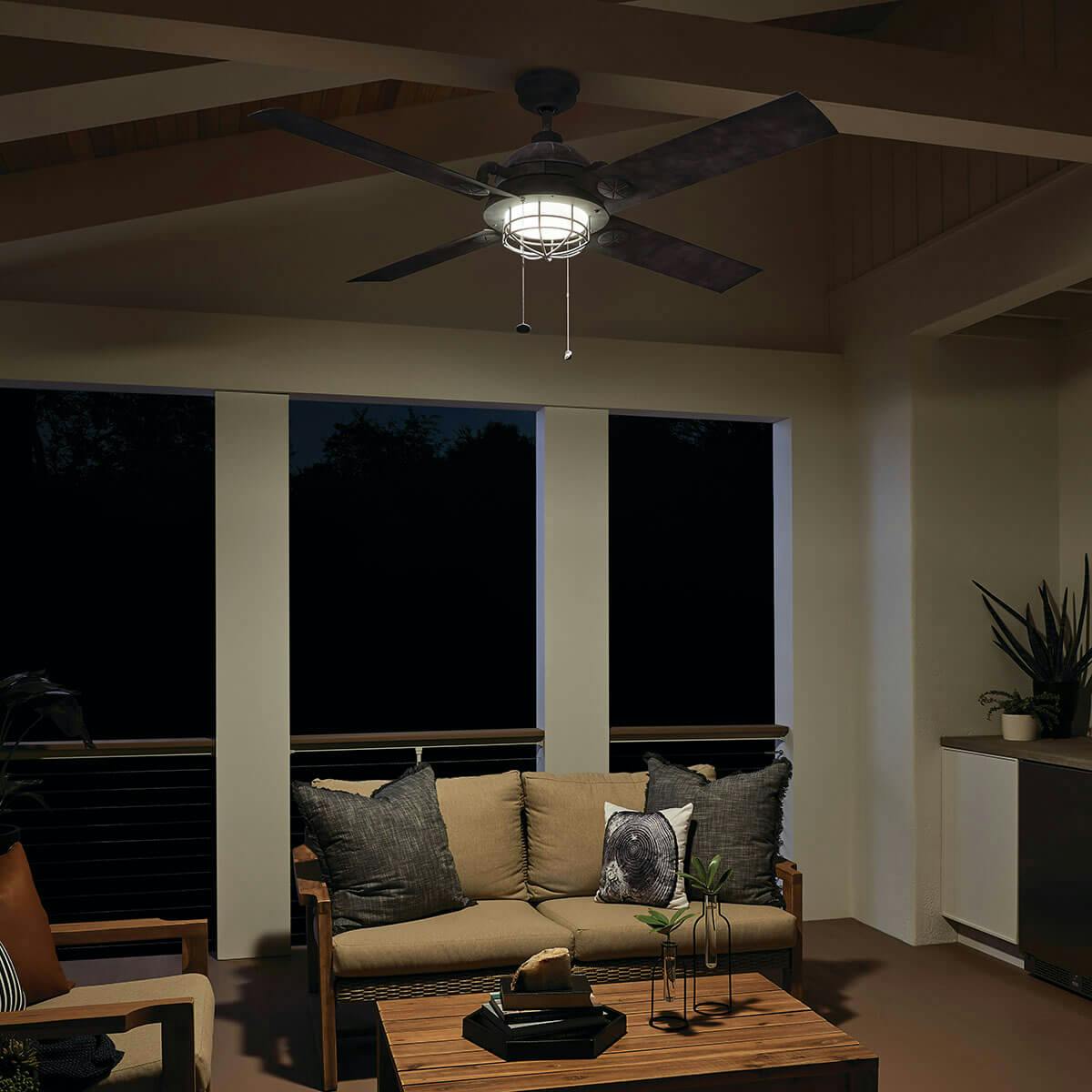 Night time porch image featuring Maor ceiling fan 310136WZC