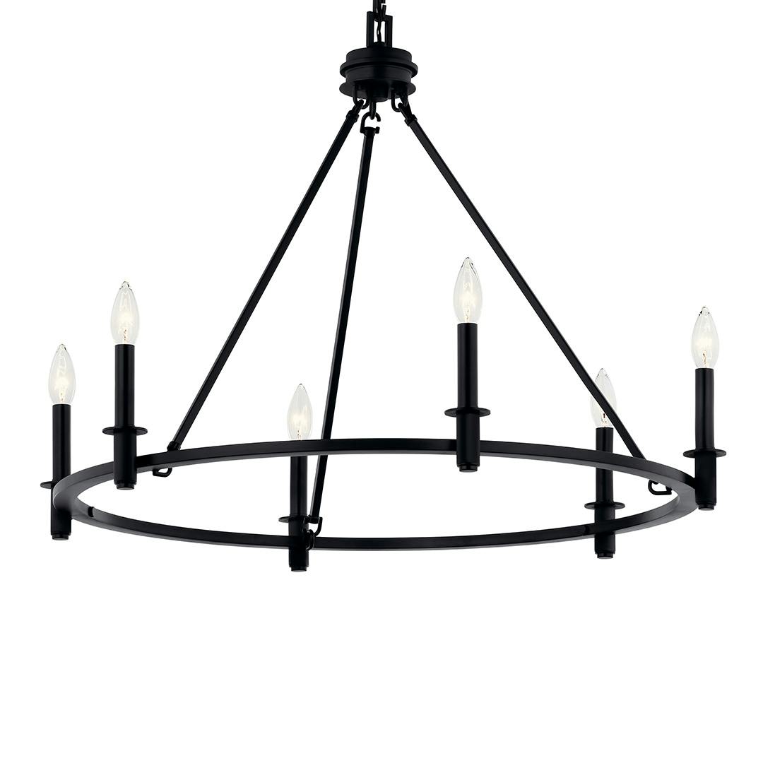The Carrick 32.25 Inch 6 Light Chandelier in Black on a white background
