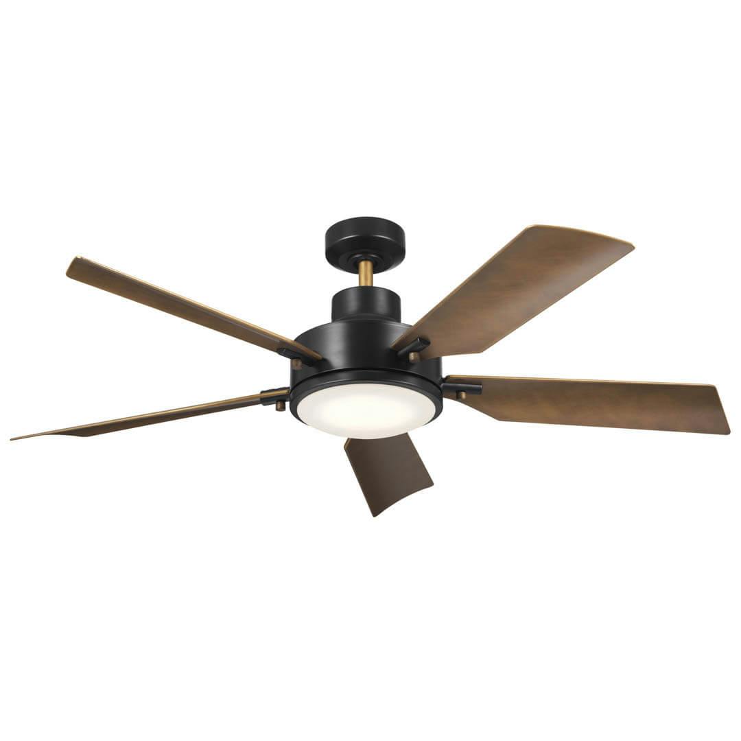 56" Guardian 5 Blade LED Indoor Ceiling Fan Satin Black on a white background