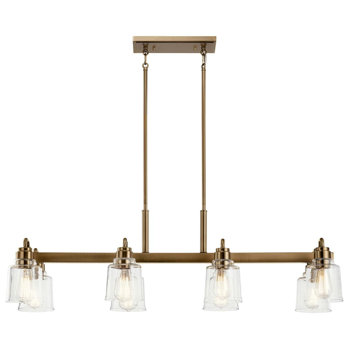 Front view of the Aivian™ 42"  Linear Chandelier Brass on a white background