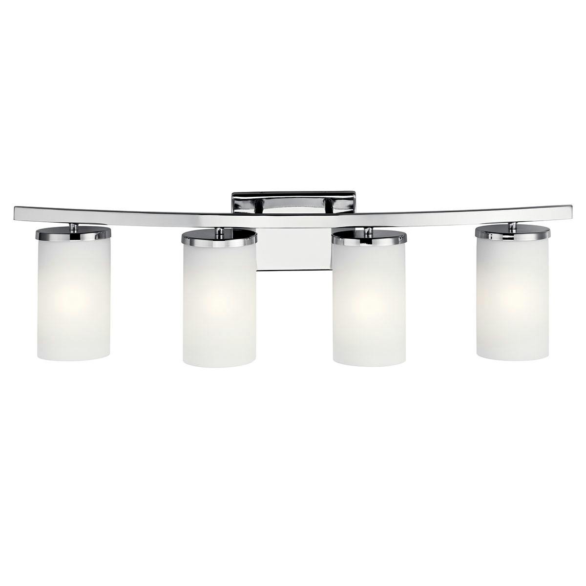 The Crosby 31" Vanity Light in Chrome facing down on a white background