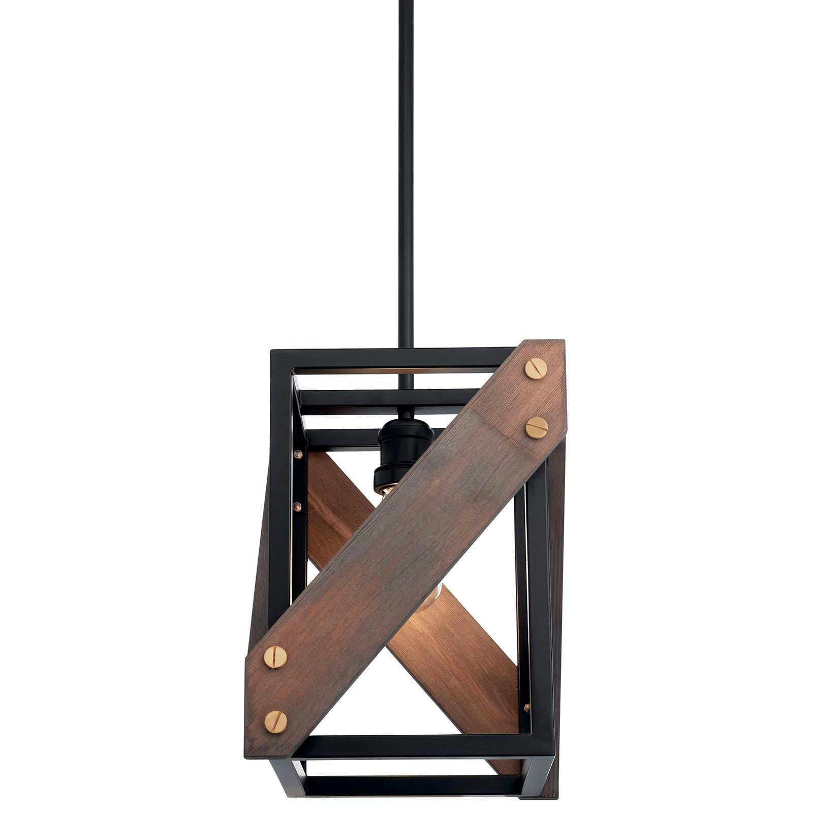 Profile view of the Fulton Cross™ 1 Light Pendant Black on a white background