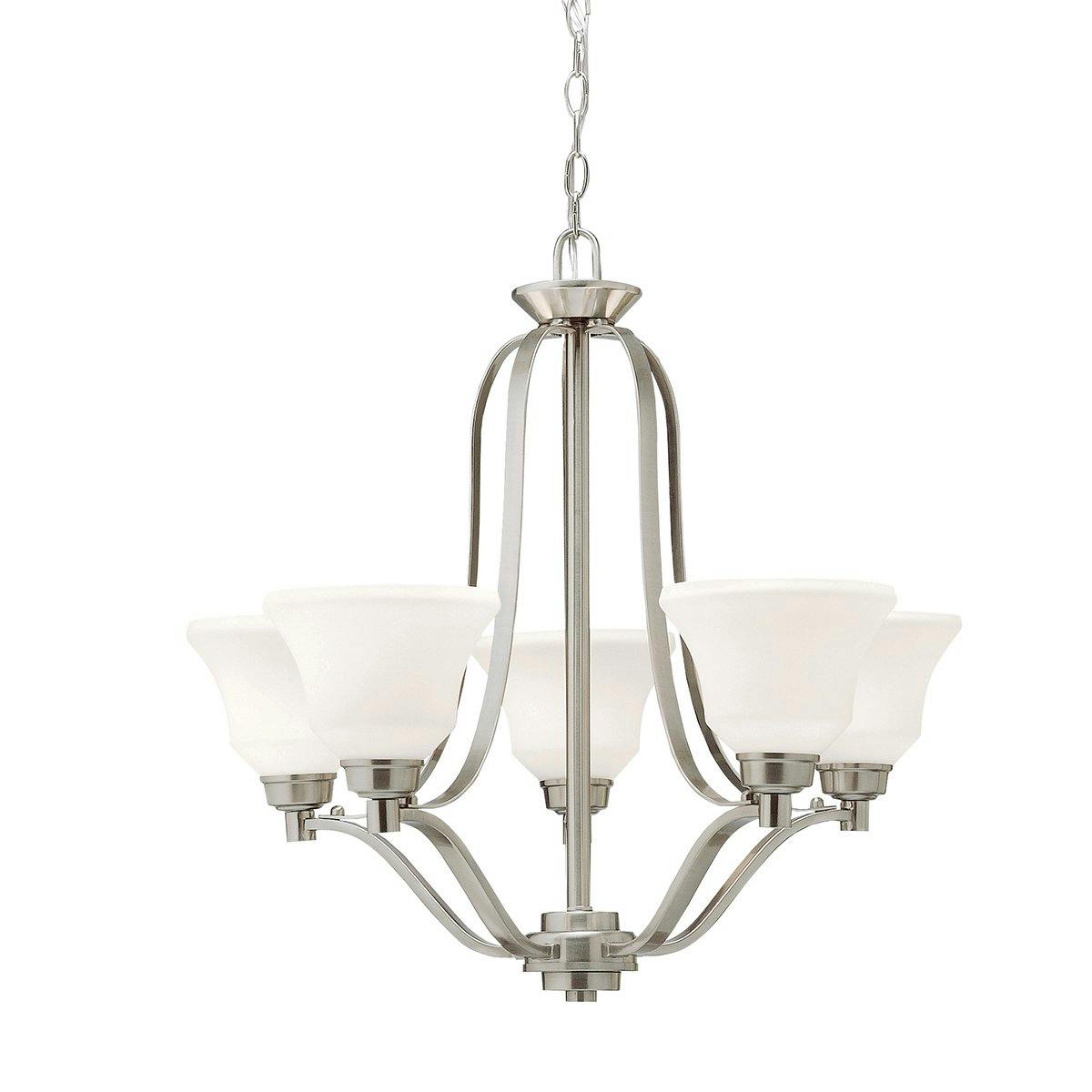 Langford™ 5 LED Bulb Chandelier Nickel on a white background
