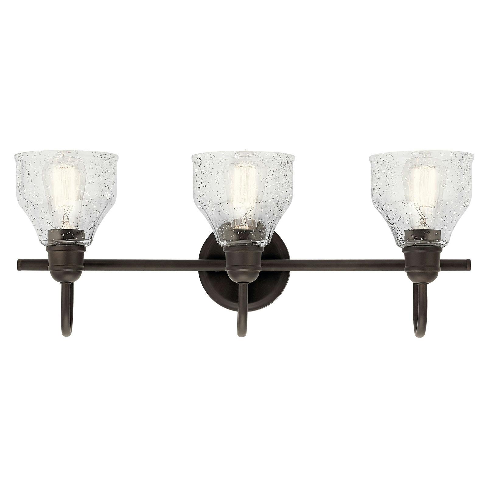 The Avery™ 3 Light Vanity Light Olde Bronze® facing up on a white background