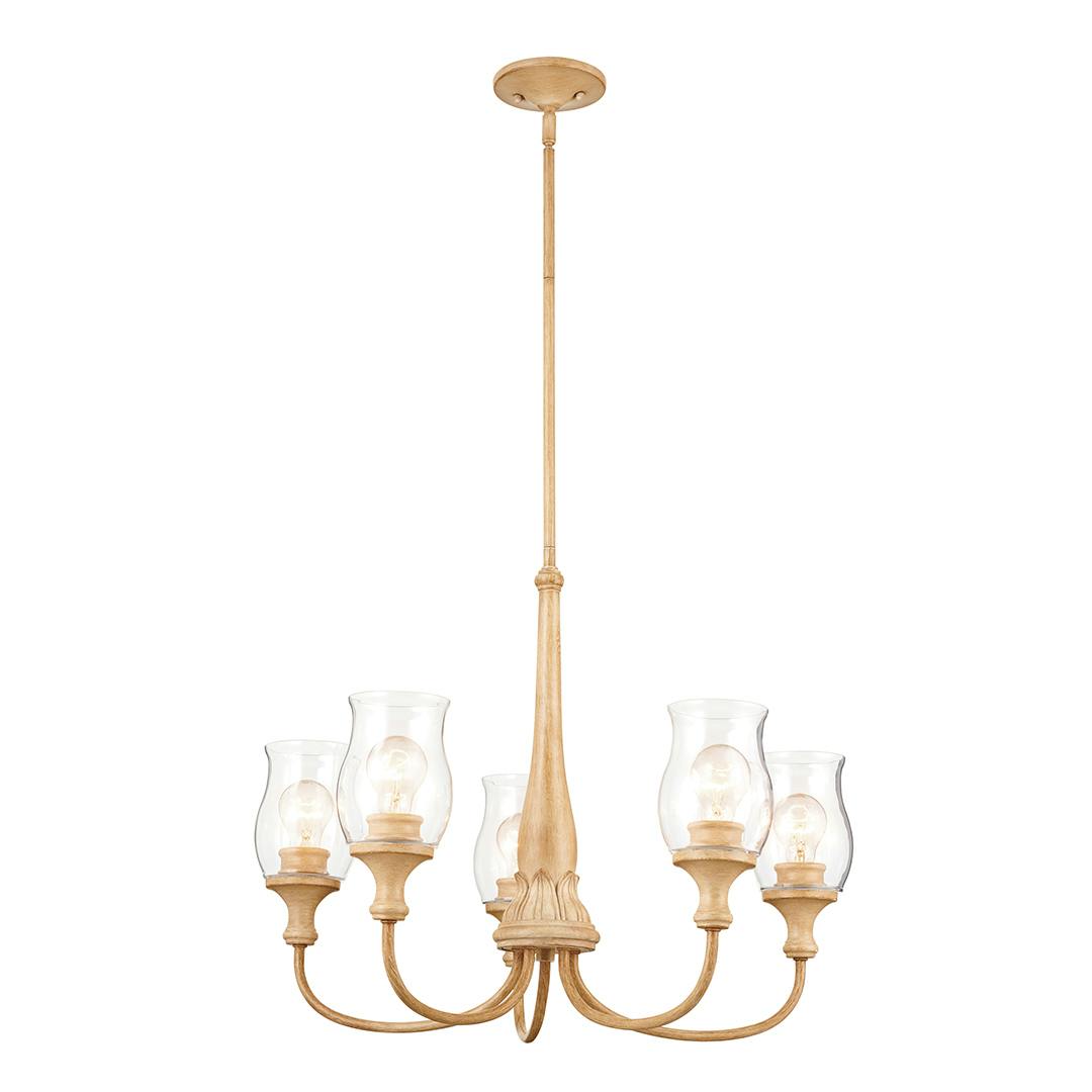 Melis 5 Light Chandelier Warm Maple on a white background
