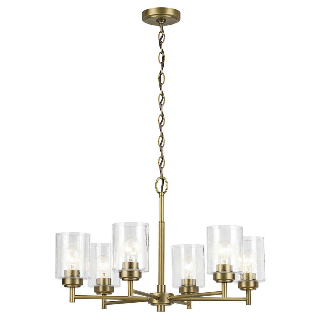 The Winslow 16.5" 6-Light Chandelier in Natural Brass on a white background