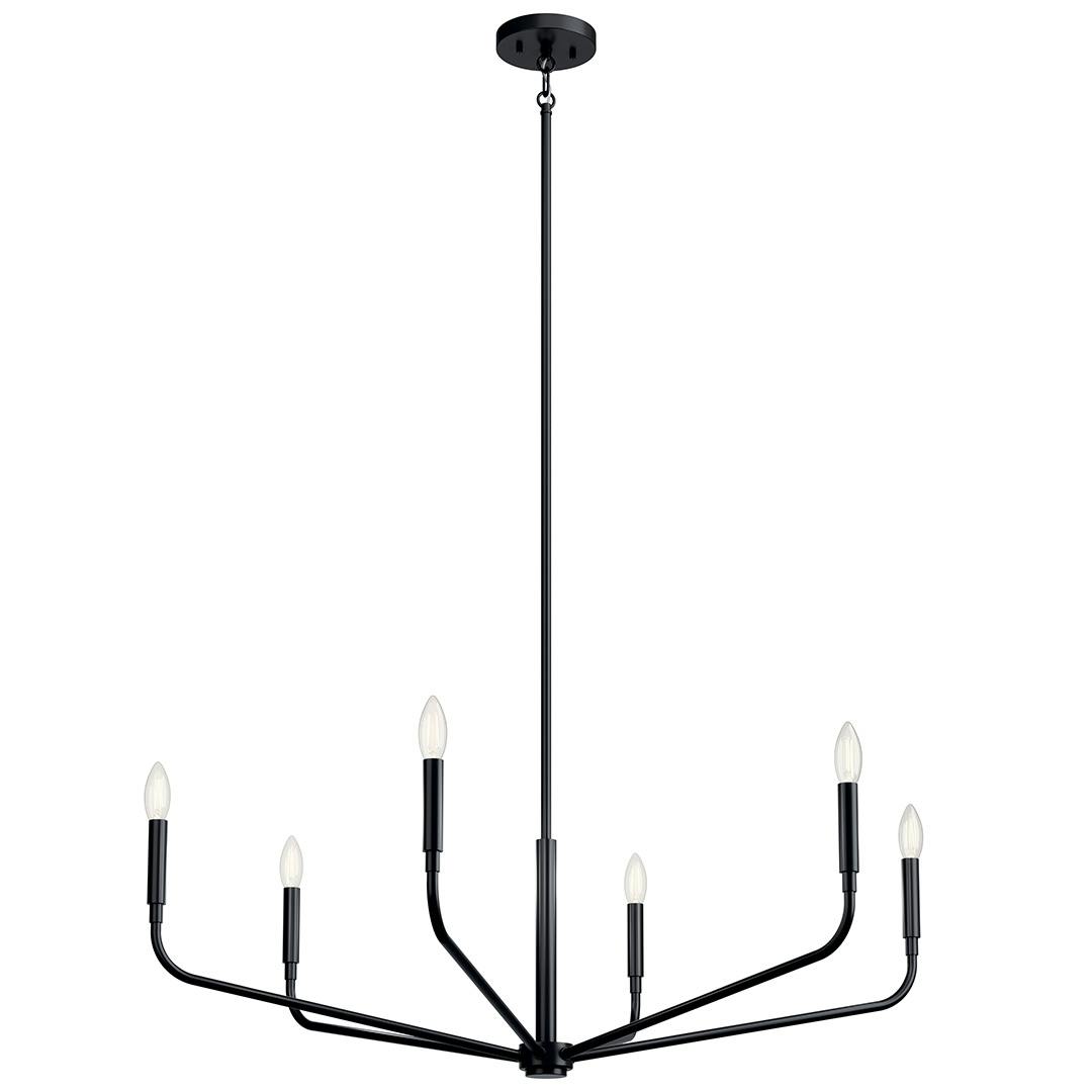 The Madden 38 Inch 6 Light Chandelier in Black on a white background