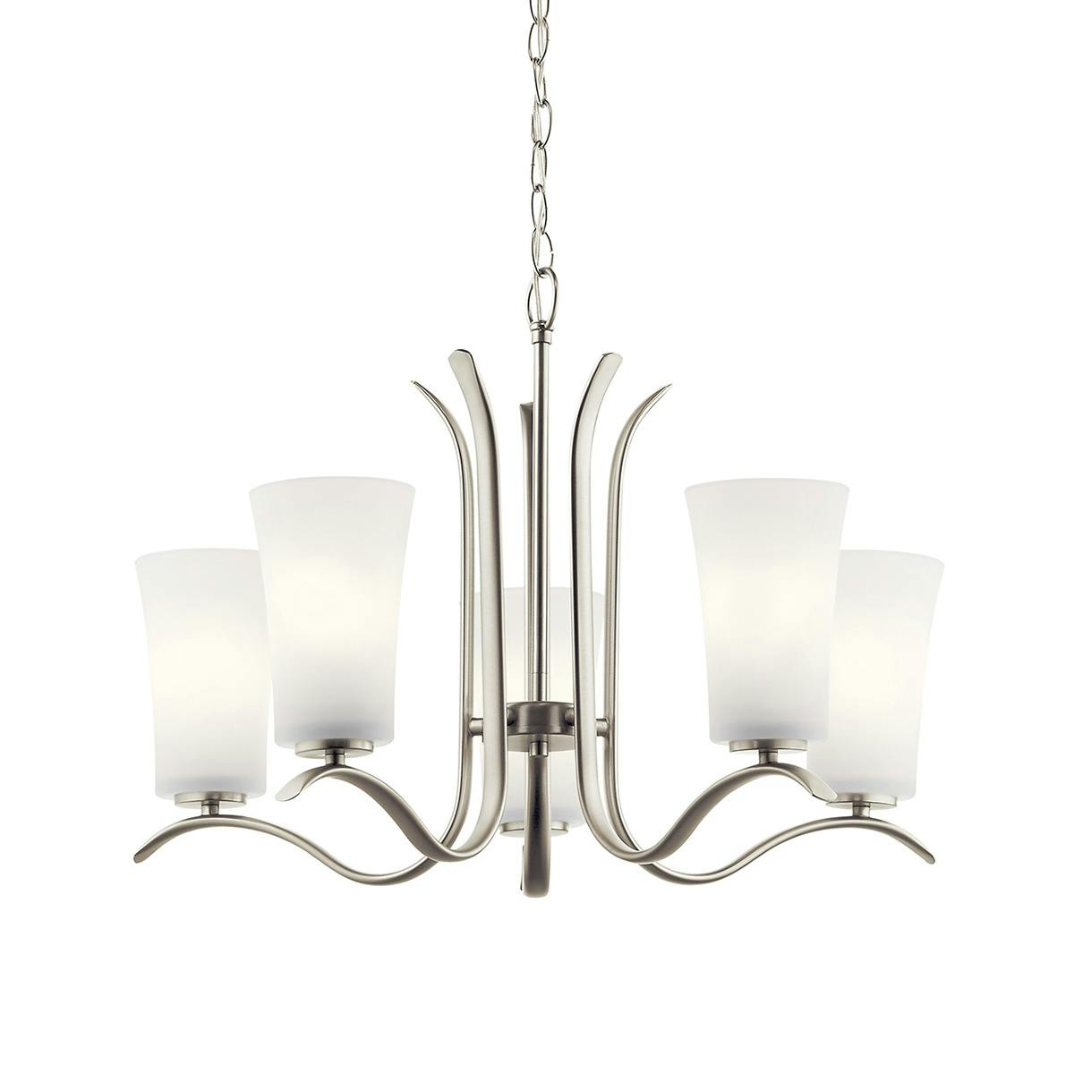 Armida 18" Chandelier in a Nickel finish without the canopy on a white background
