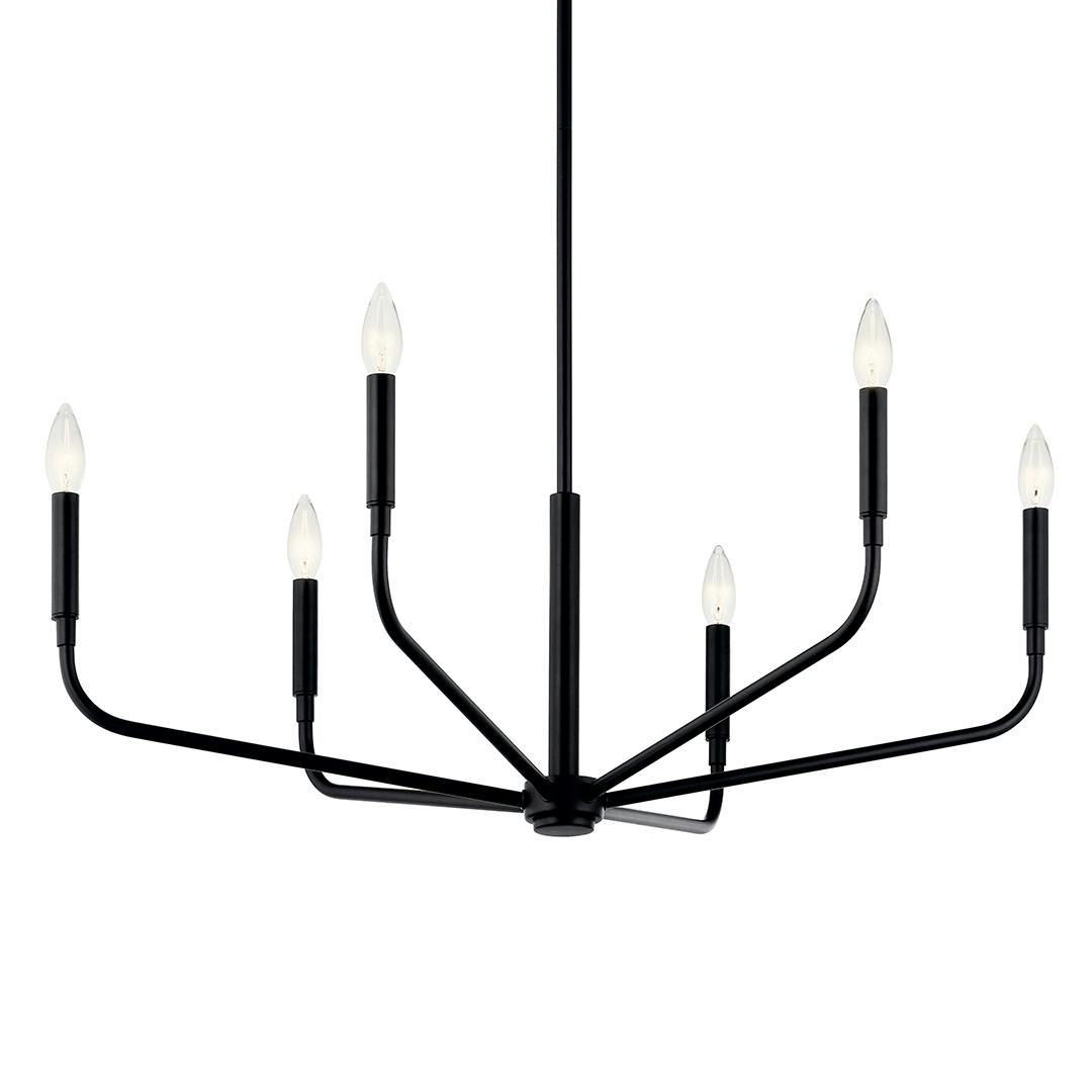 The Madden 32 Inch 6 Light Chandelier in Black on a white background