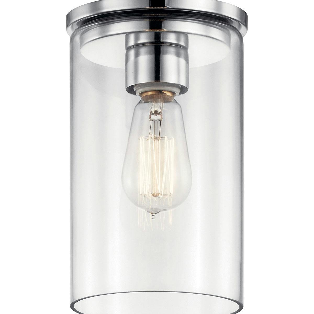 Close up view of the Crosby 10.75" 1 Light Mini Pendant Chrome on a white background