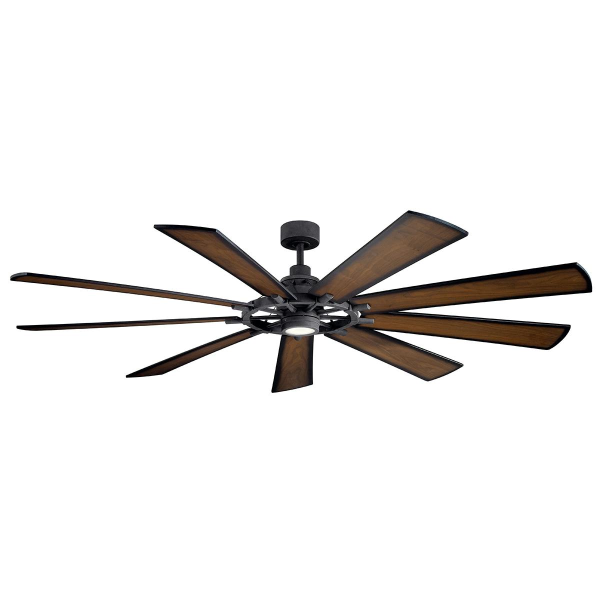 Gentry LED 85" 9 Blade Fan Black on a white background