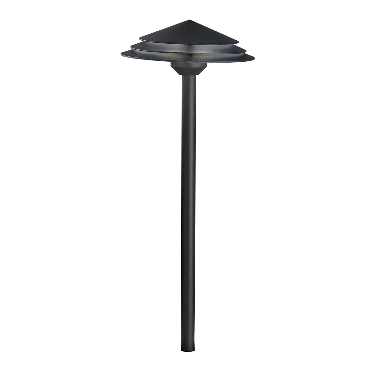 Round Tiered 2700K LED Path Light Black on a white background