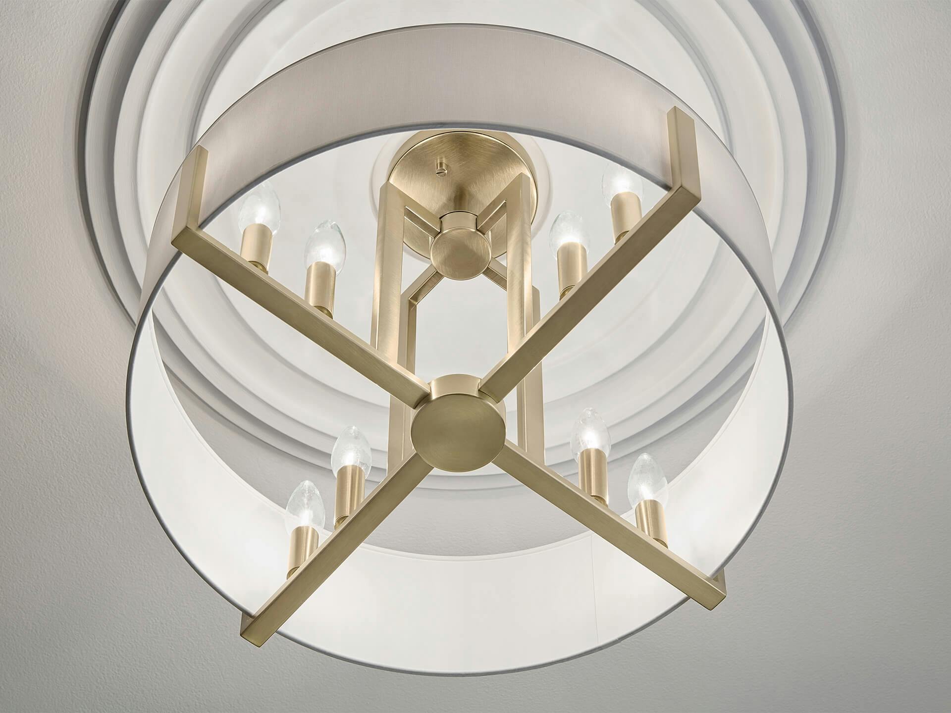 Detail of Malen ceiling light in champagne bronze.