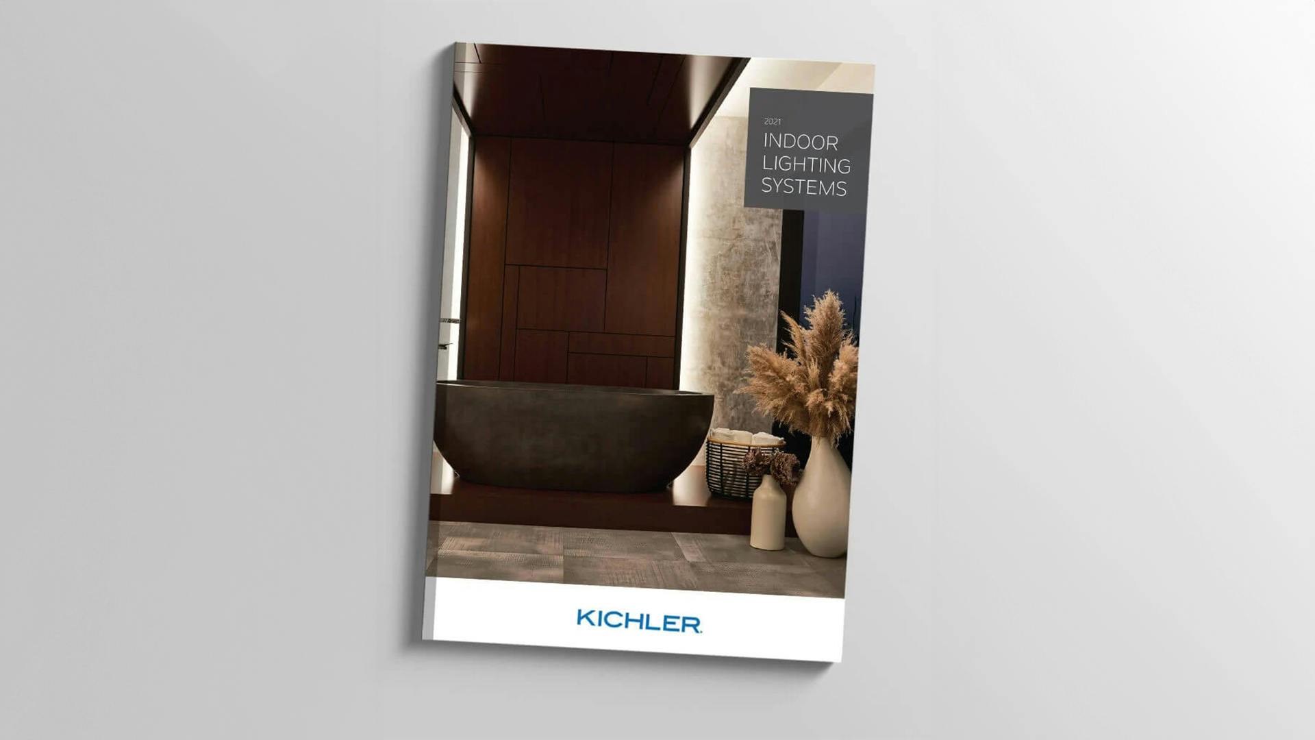 Catalog cover with a focus on channel lighting in a wall and titled indoor lighting systems