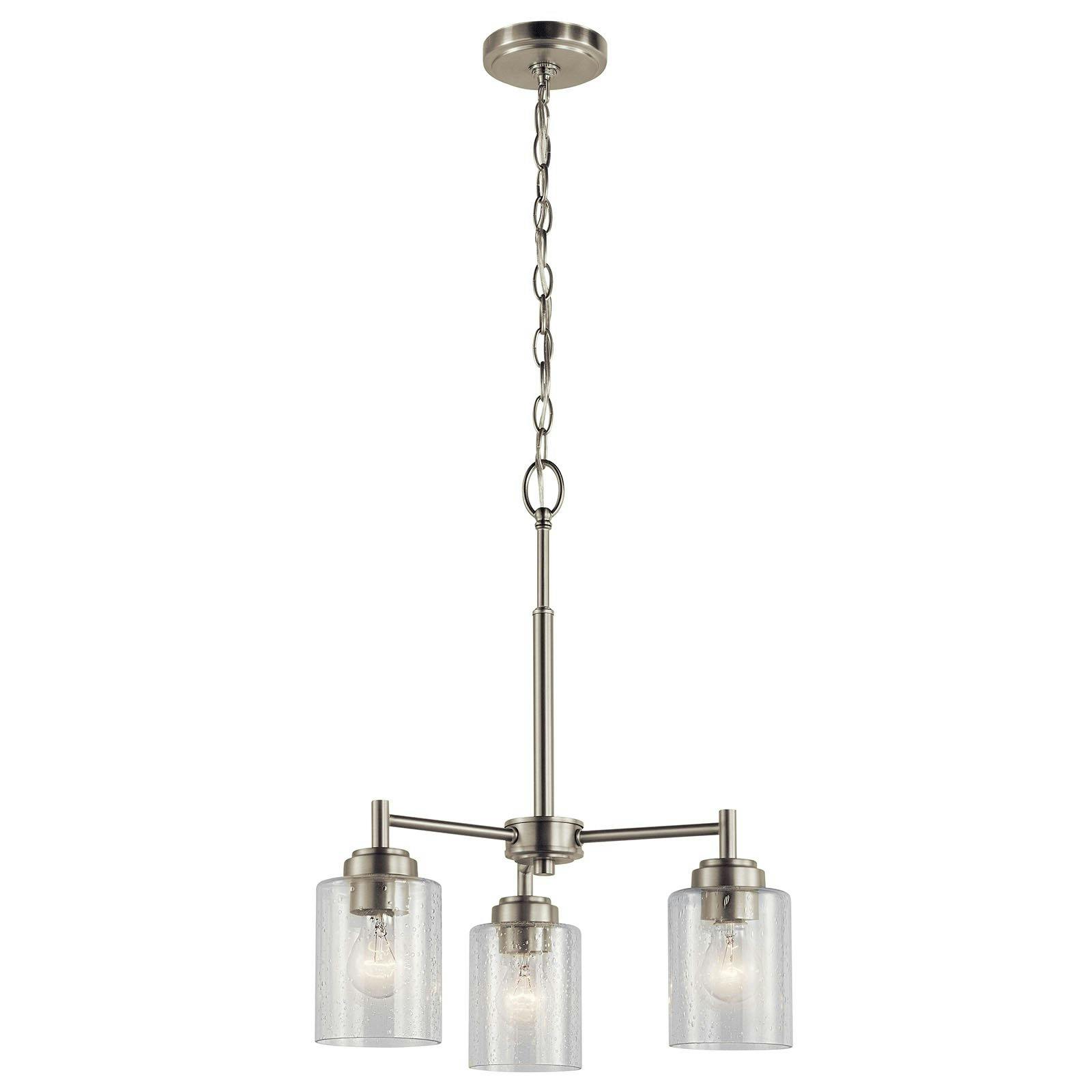 The Winslow 15.25"  Mini Chandelier Nickel facing down on a white background