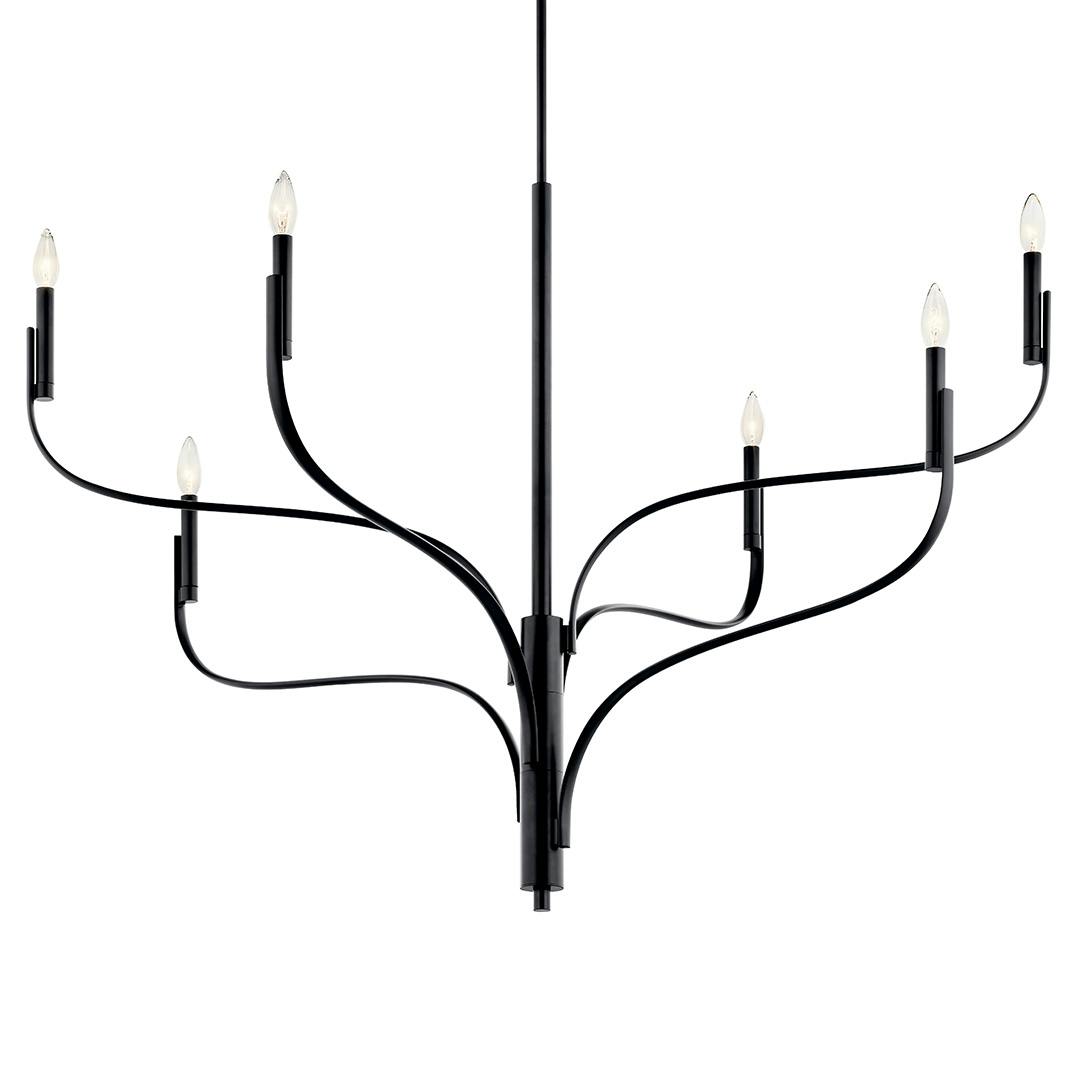 The Livadia 47.25 Inch 6 Light Chandelier in Black on a white background