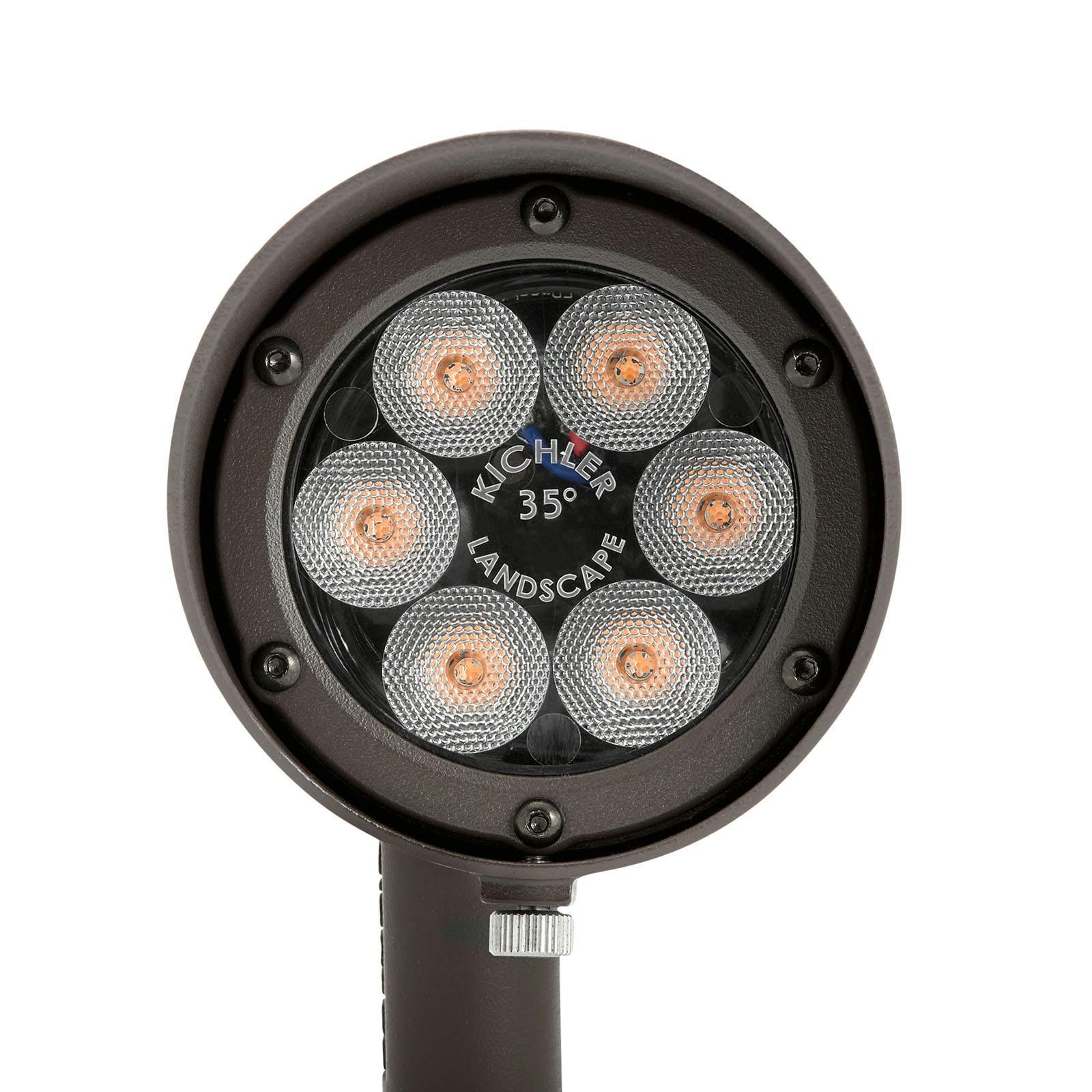 Close up view of the 3000K 300 Lumen 35 Degree Flood Bronze on a white background