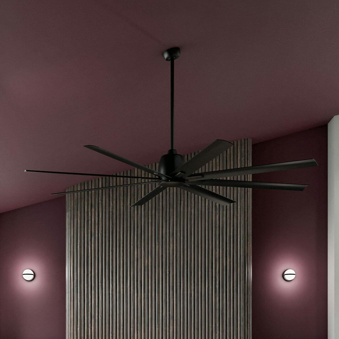 Atrium in the day time featuring the 84 inch Breda Ceiling Fan in Satin Black