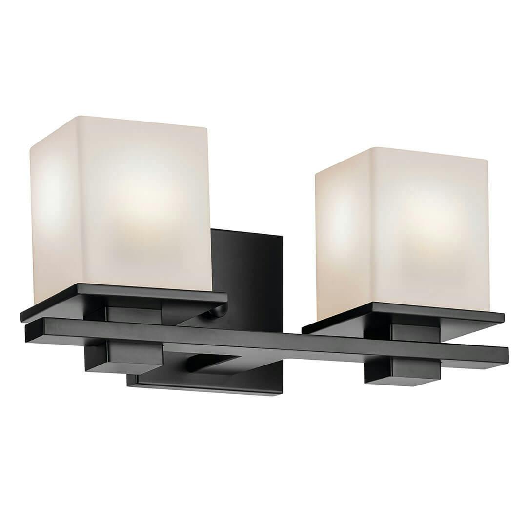The Tully 15" 2-Light Vanity Light in Black on a white background