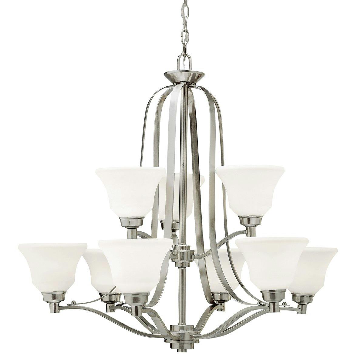 Langford™ 9 LED Bulb Chandelier Nickel on a white background