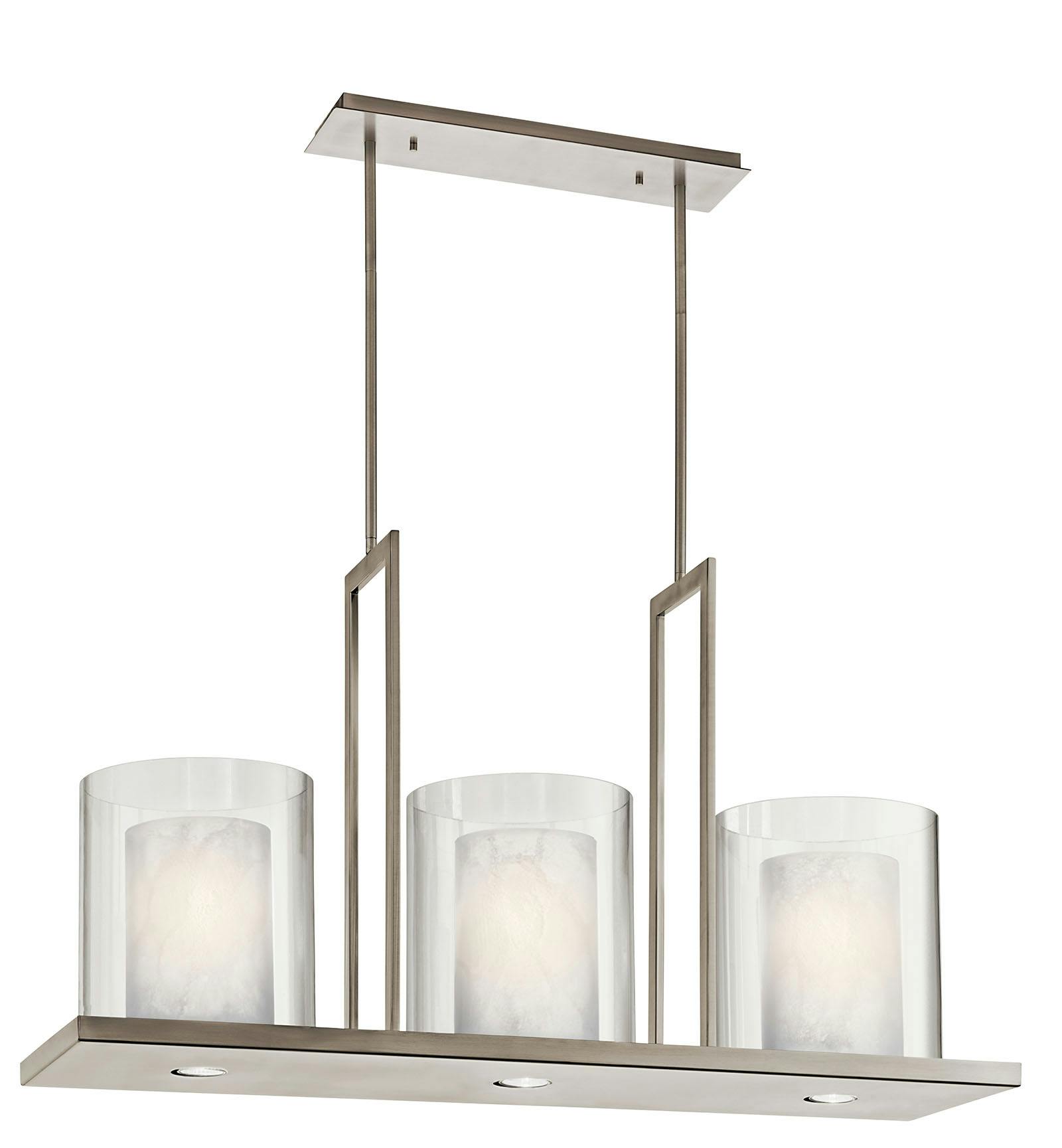 Triad 6 Light Linear Chandelier Pewter on a white background