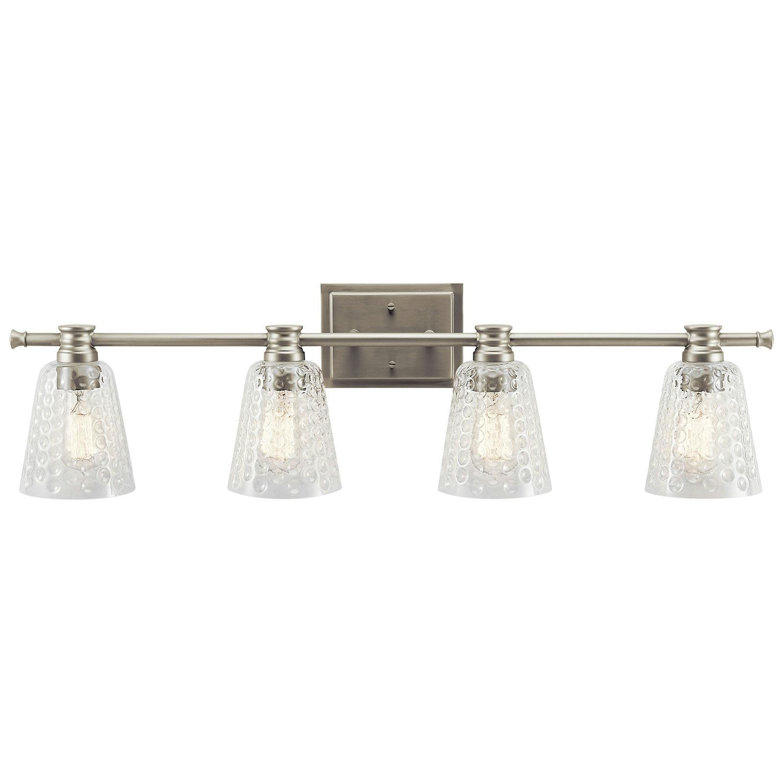 Front view of the Nadine 4 Light Vanity Light Nickel on a white background
