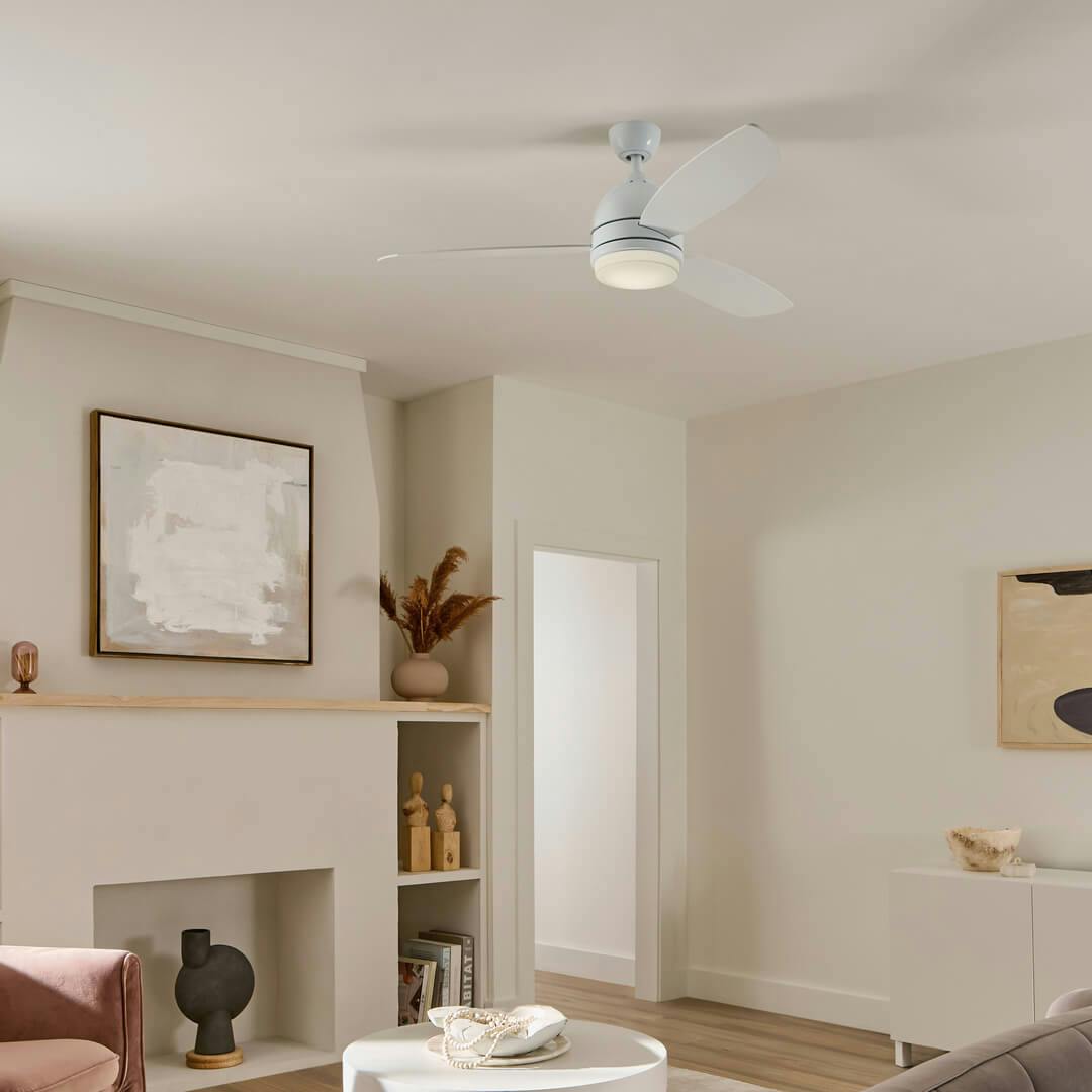 Day time living room with the Vassar™ LED 52" Ceiling Fan White