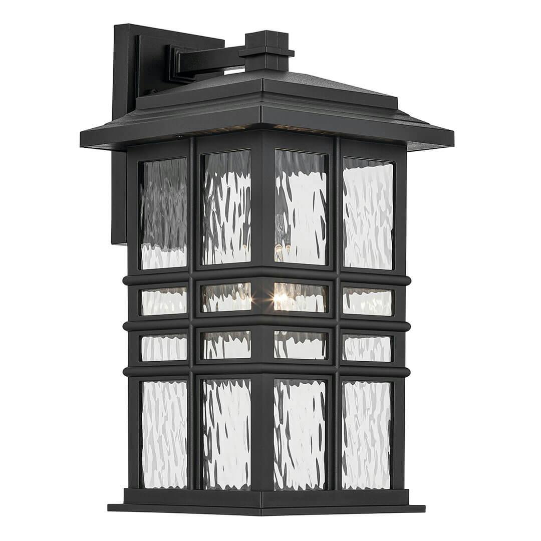 The Beacon Square 17.5" 1-Light Outdoor Wall Light in Textured Black on a white background