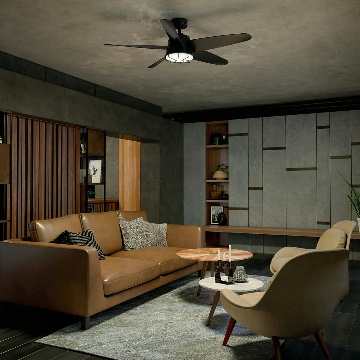 Day time living room image featuring Daya ceiling fan 310072SBK