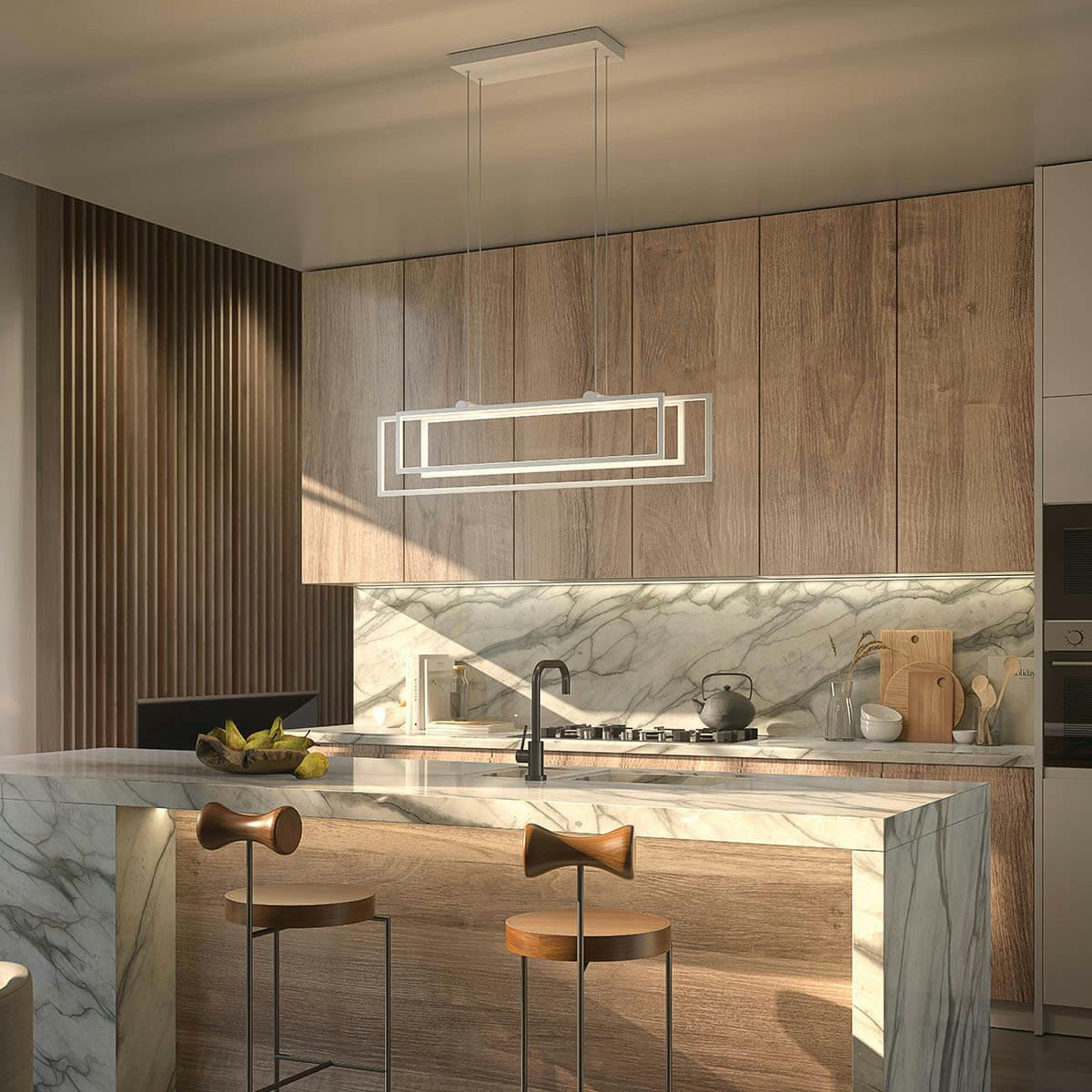 Day time kitchen with Jestin 38" LED Linear Pendant White