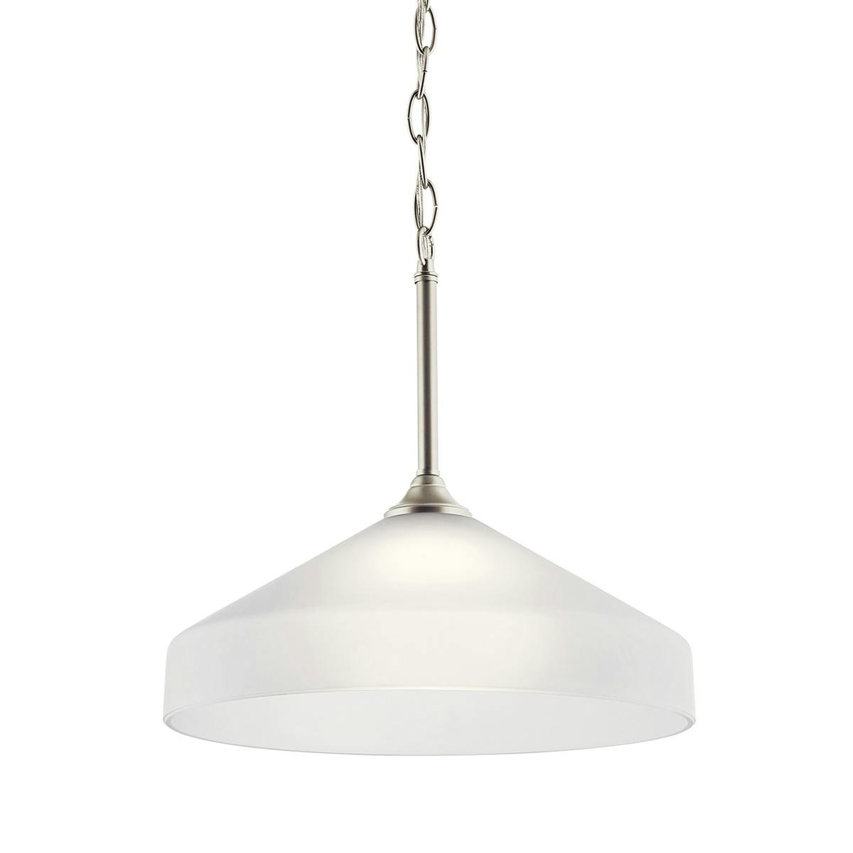 Ansonia Pendant Glass in Nickel without the canopy on a white background