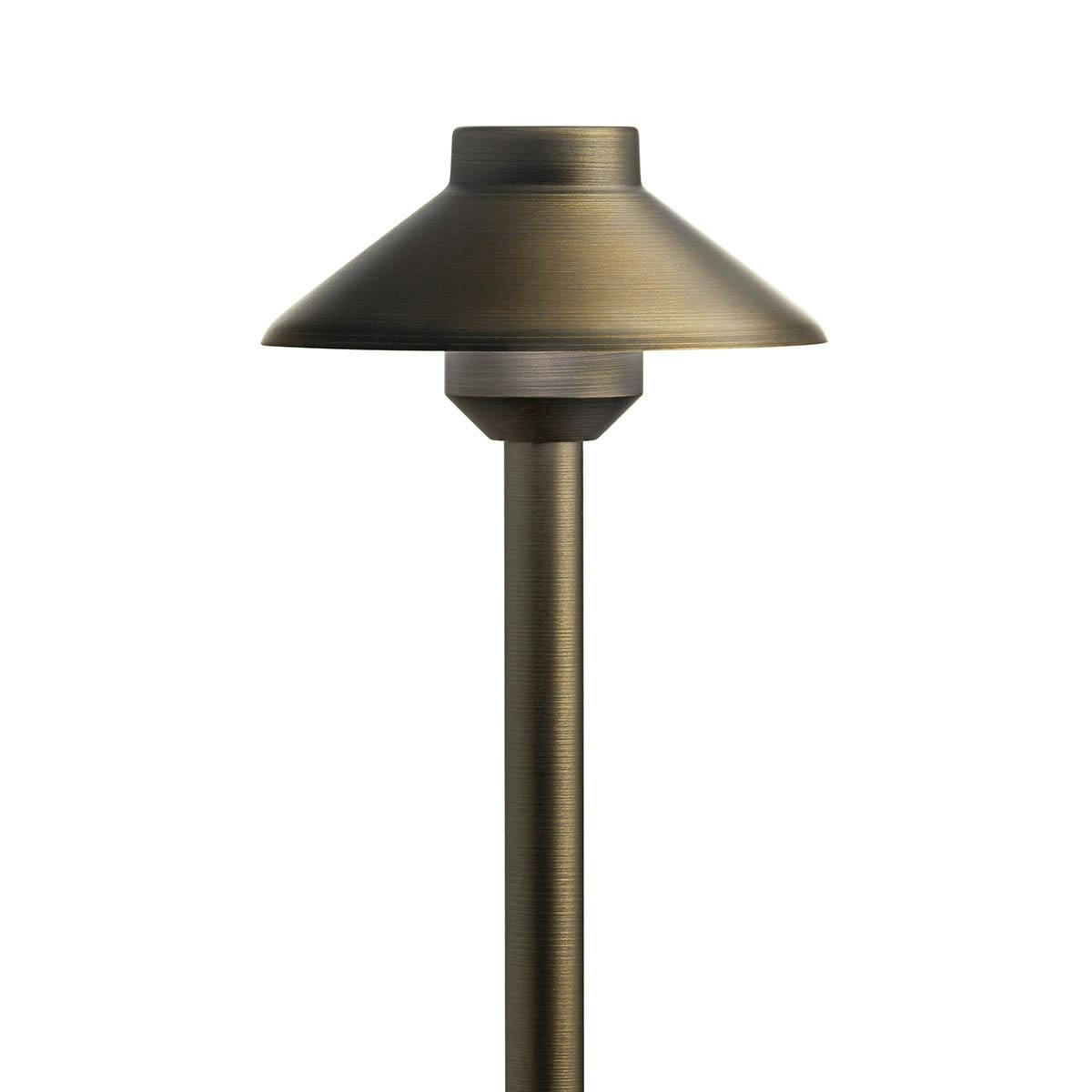 Short Stepped Dome 3000K Path Light Brass on a white background