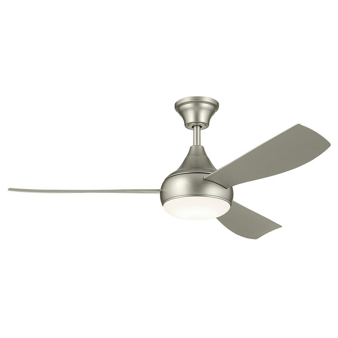 The 54 Inch Ample Ceiling Fan with Satin Etched Cased Opal Glass in Brushed Nickel with Silver Blades on a white background