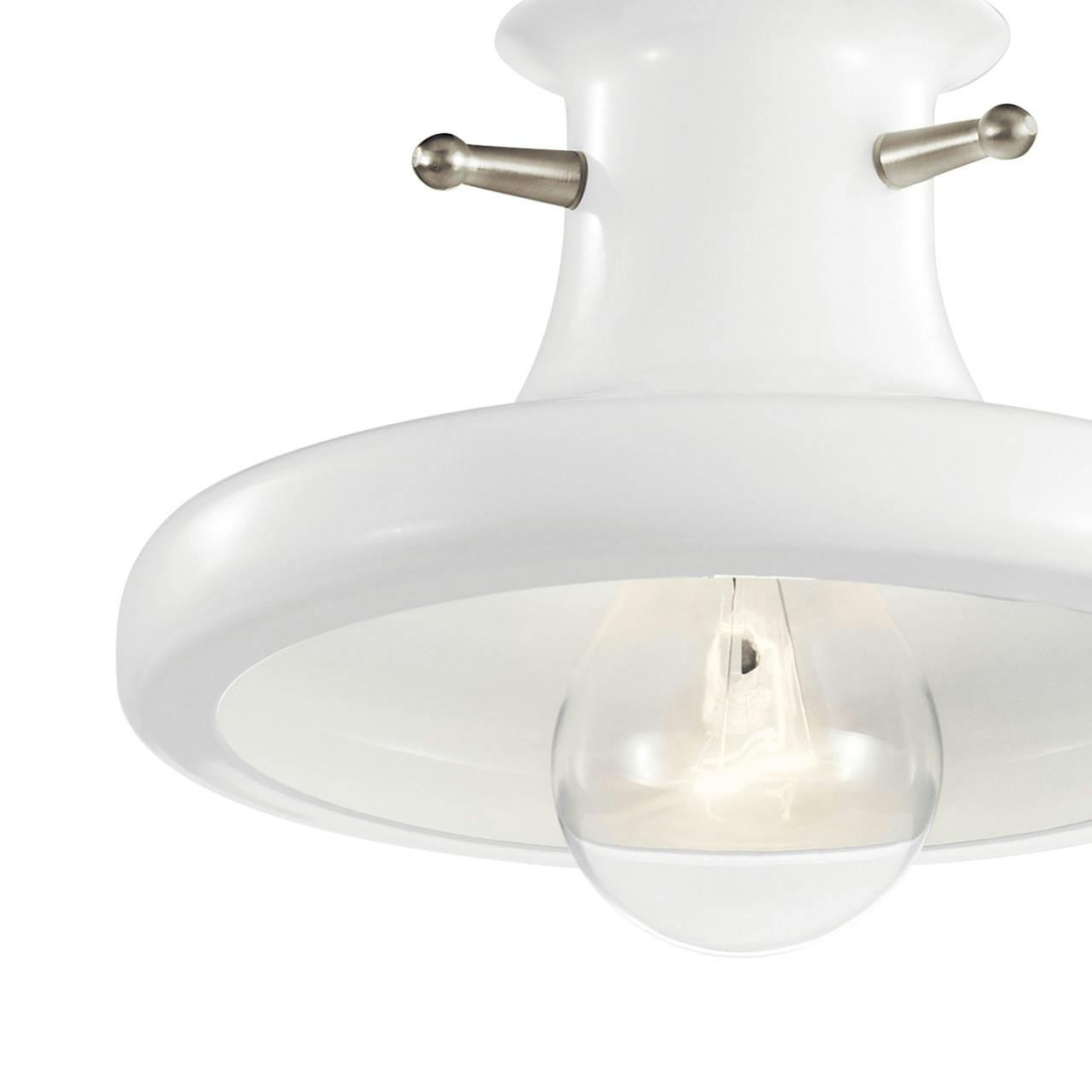 Close up view of the Tilson™ 1 Light Mini Pendant White on a white background