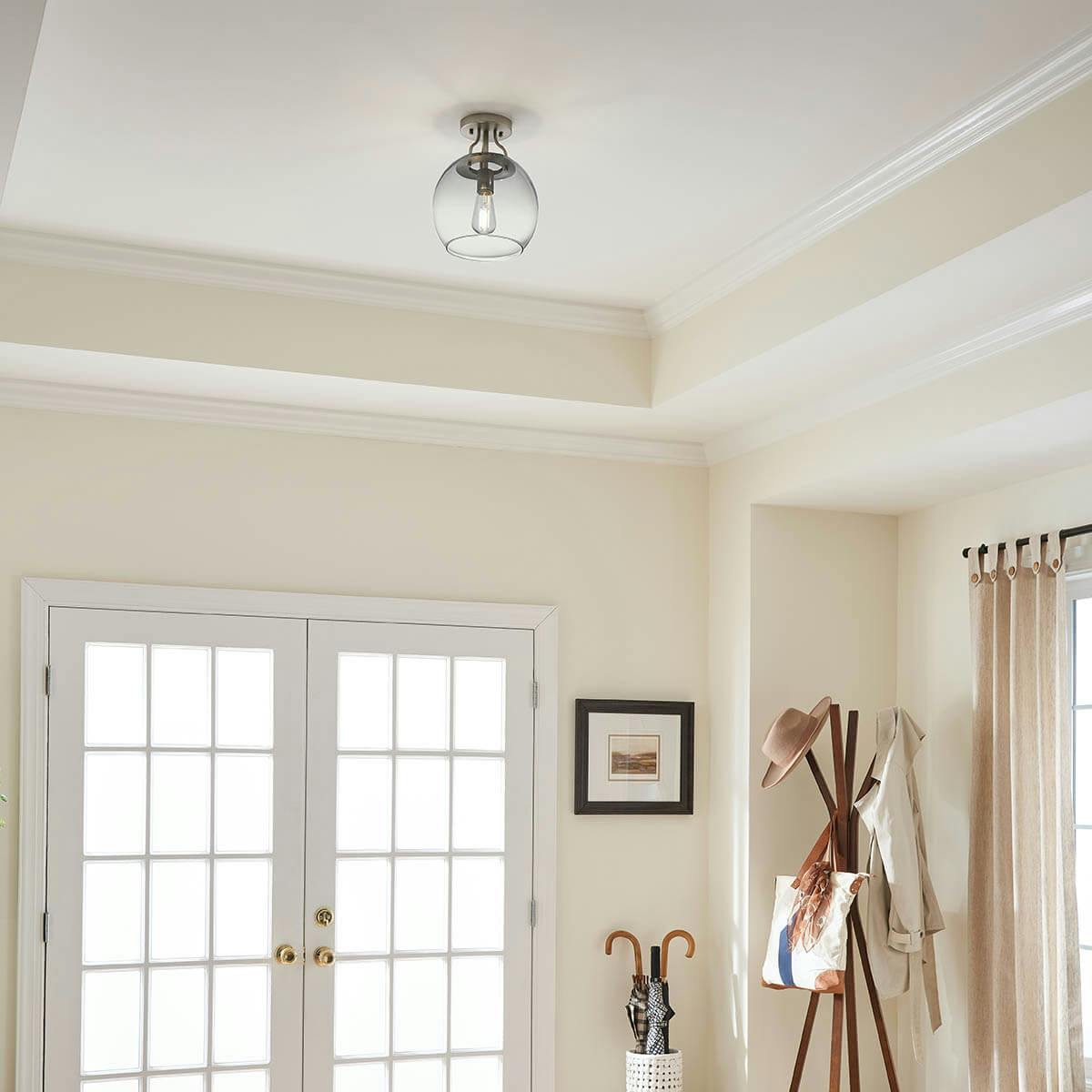 Day time foyer with Harmony 1 Light Semi Flush in Brushed Nickel