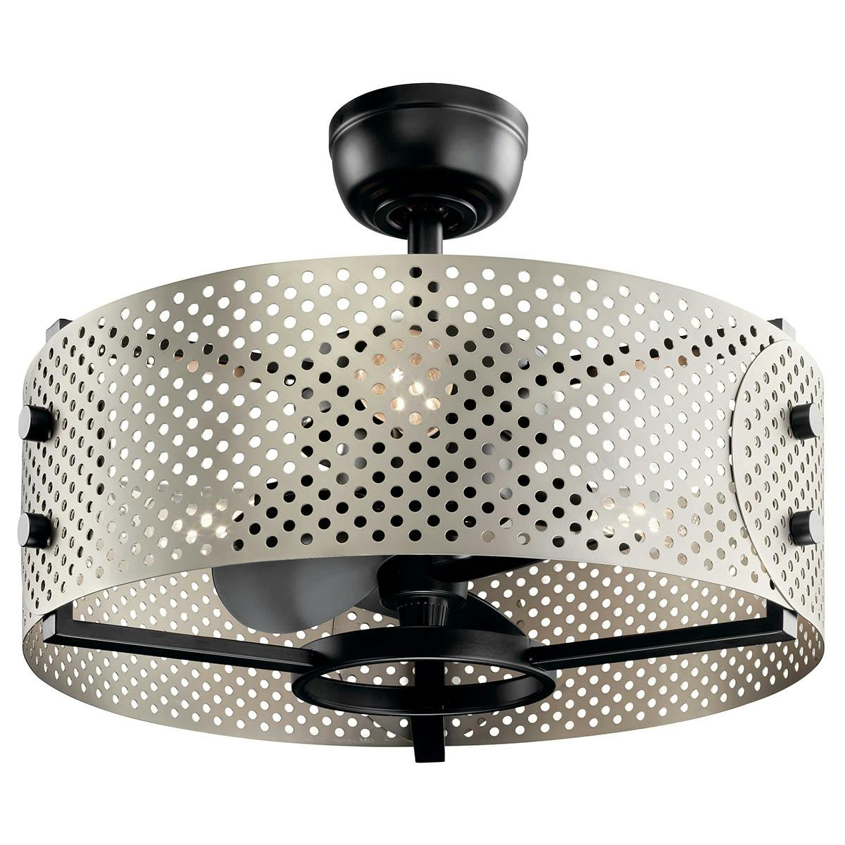 Eyrie 23" Fan Nickel Cage Black Accents on a white background