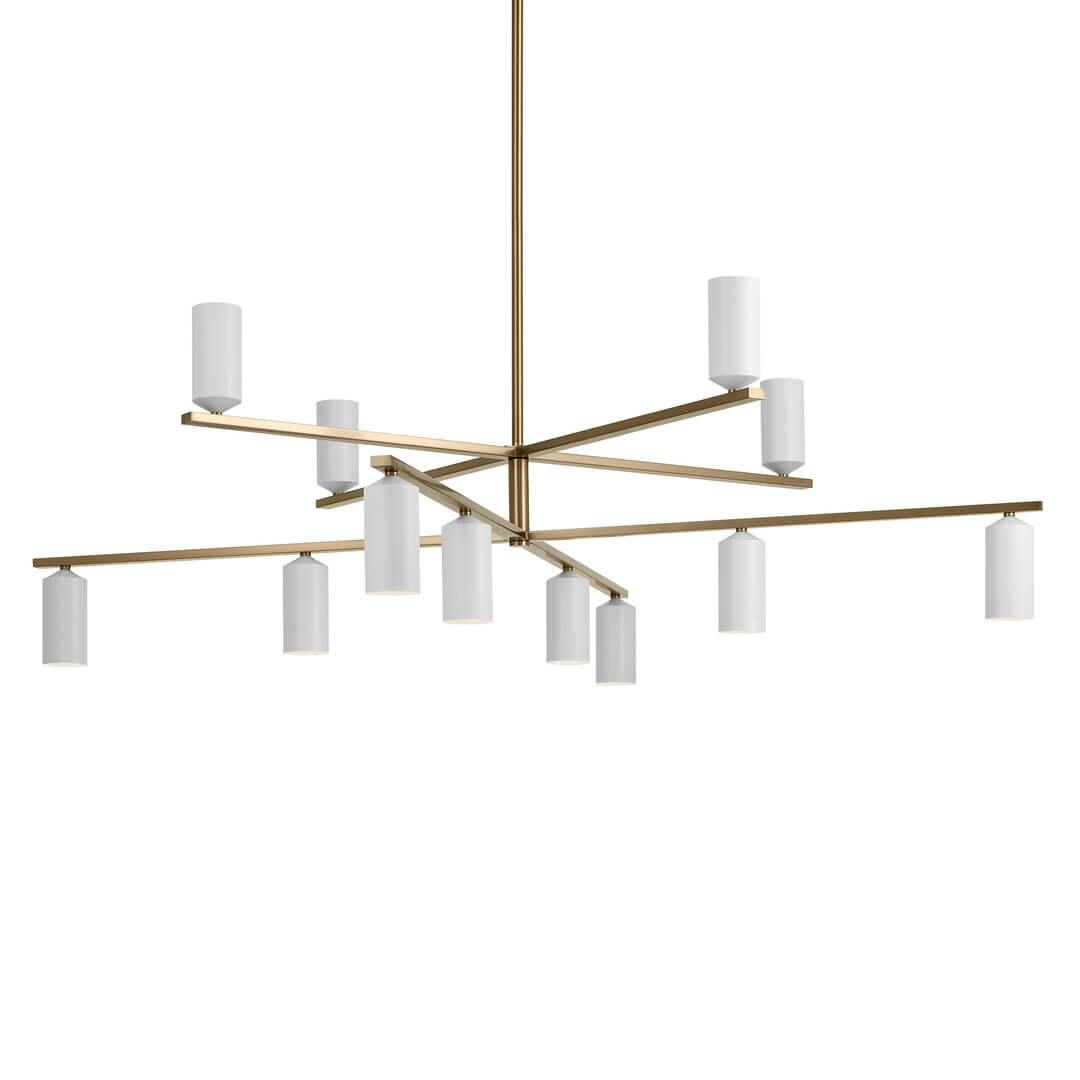 Gala 55.75 Inch 12 Light Chandelier in Champagne Bronze with White on a white background