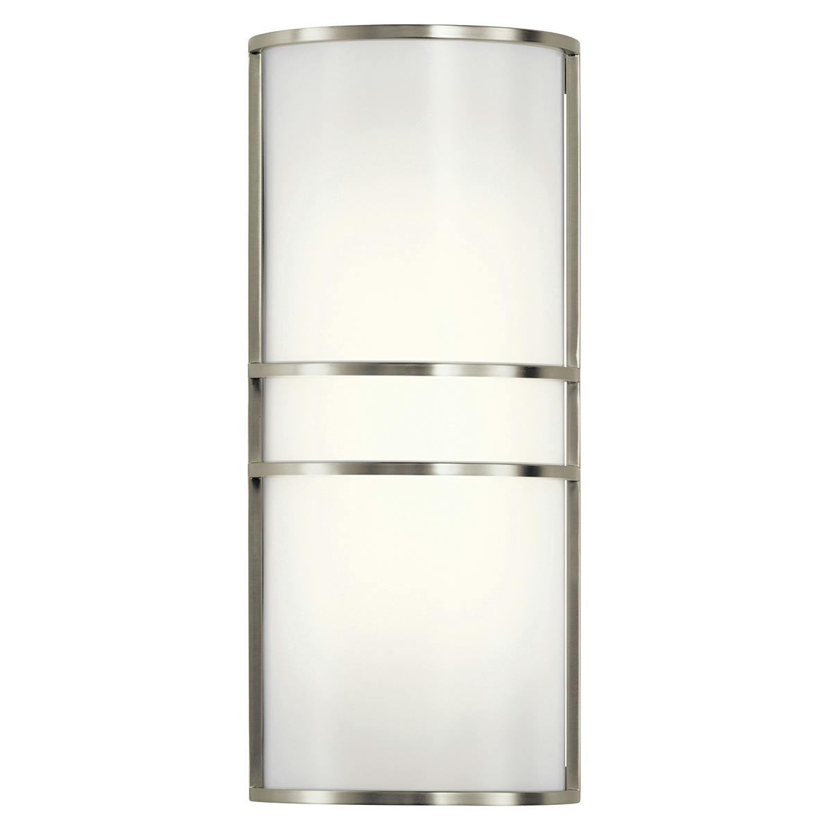 2 Light LED Wall Sconce Brushed Nickel on a white background