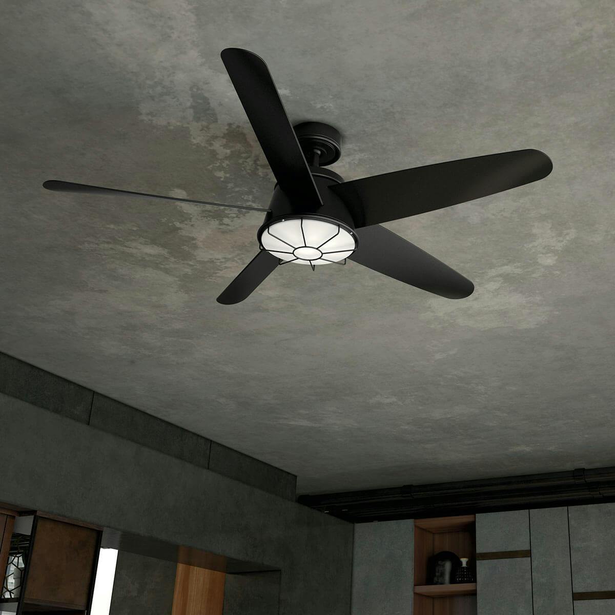 Day time living room image featuring Daya ceiling fan 310072SBK