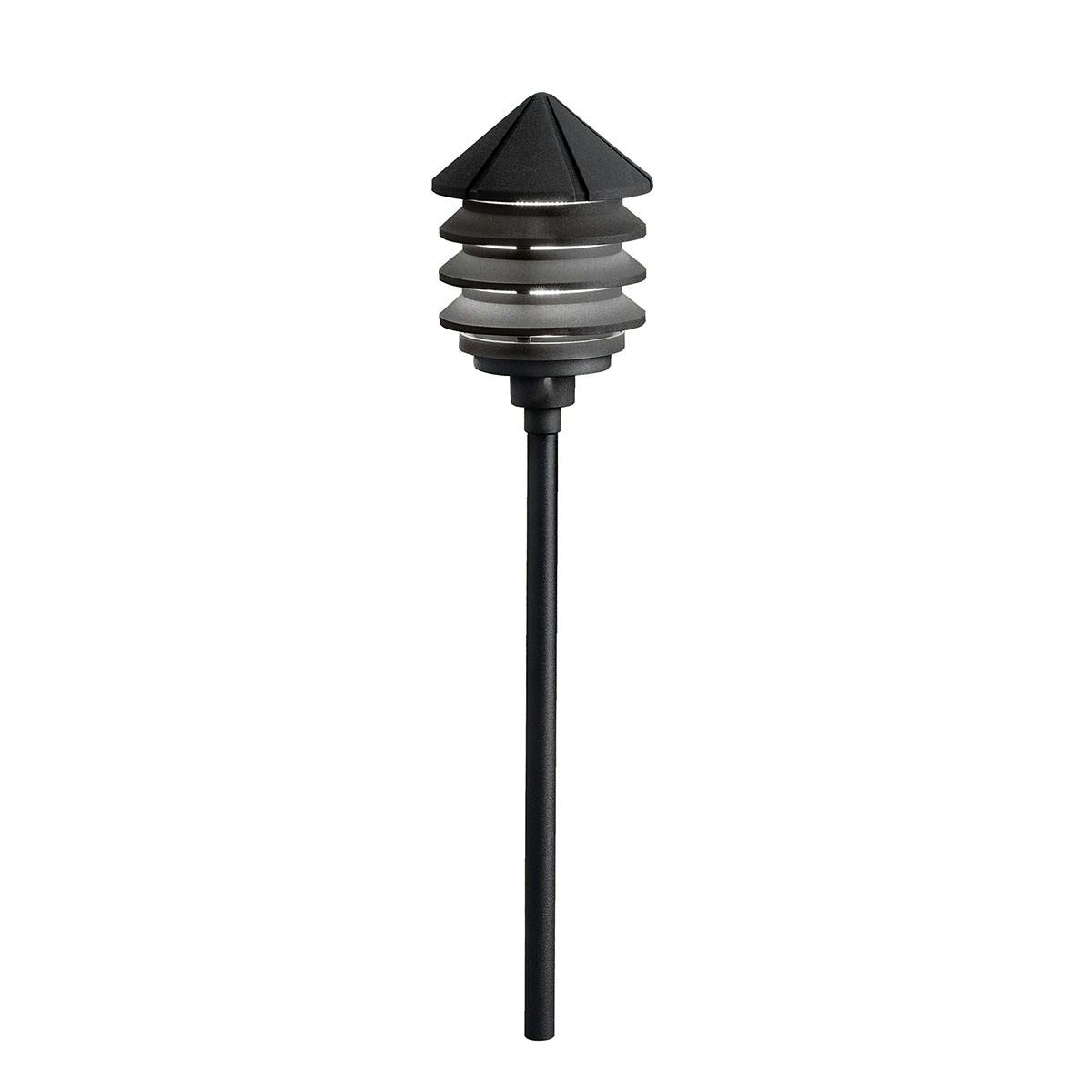 Three Tier 12V Path Light Textured Black on a white background