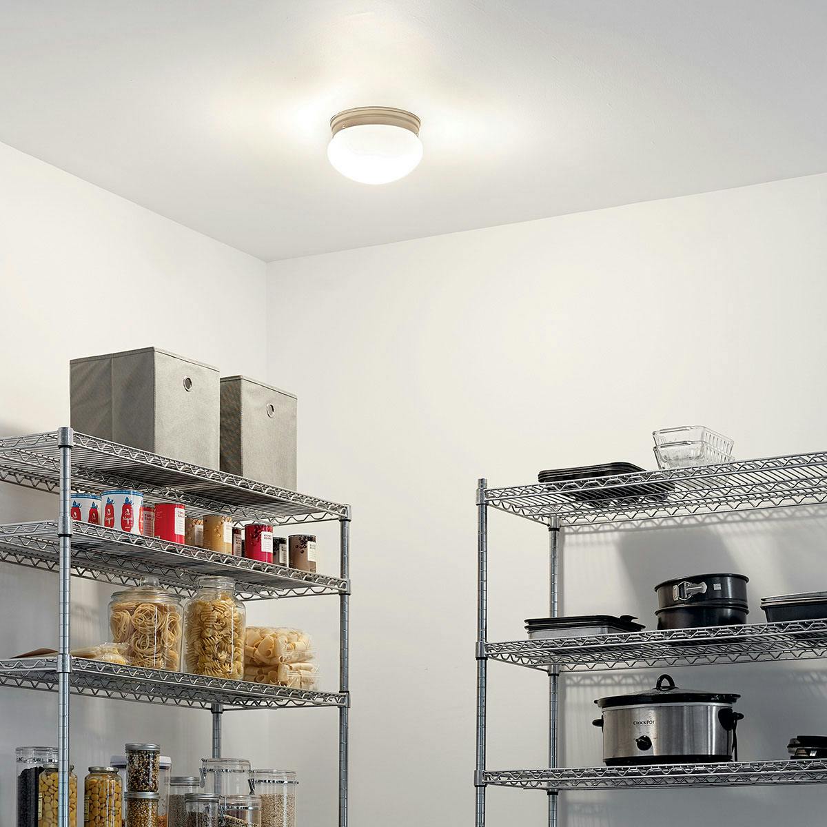 Night time pantry image featuring Ceiling Space flush mount light 209NI