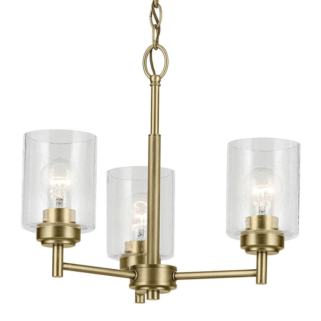 The Winslow 15.5" 3-Light Chandelier in Natural Brass on a white background