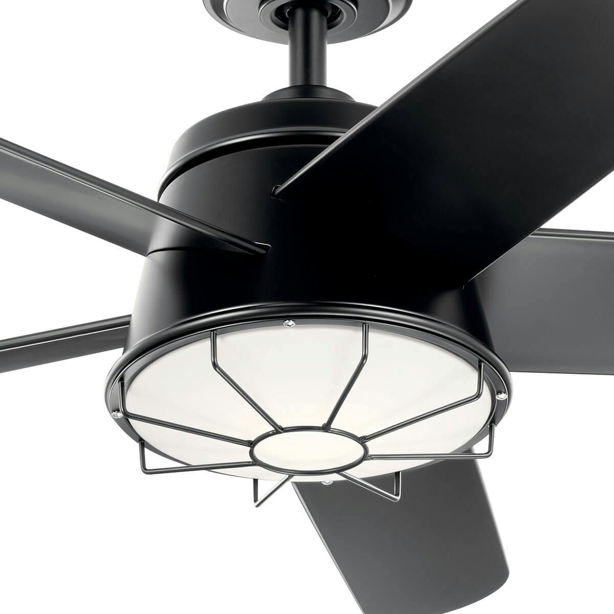 Close up view of the 54" Daya LED Ceiling Fan Satin Black on a white background