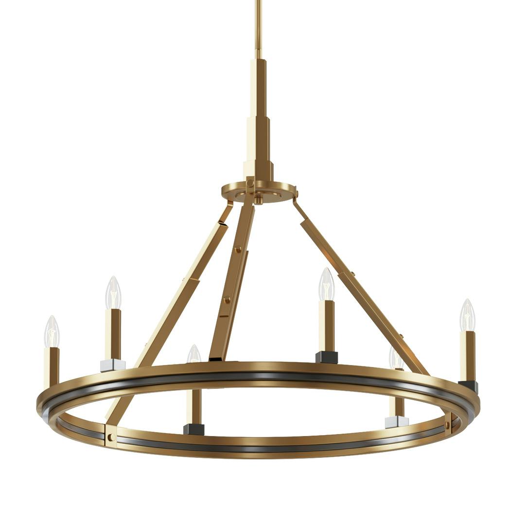 The Emmala 24" Chandelier Brass and Black on a white background