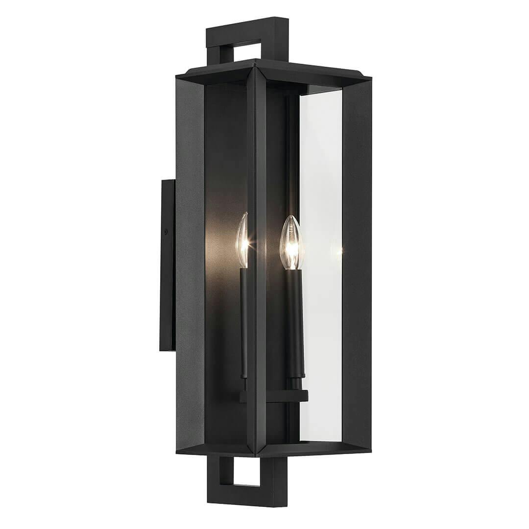 The Kroft 24" 2 Light Outdoor Wall Light with Clear Glass in Textured Black on a white background