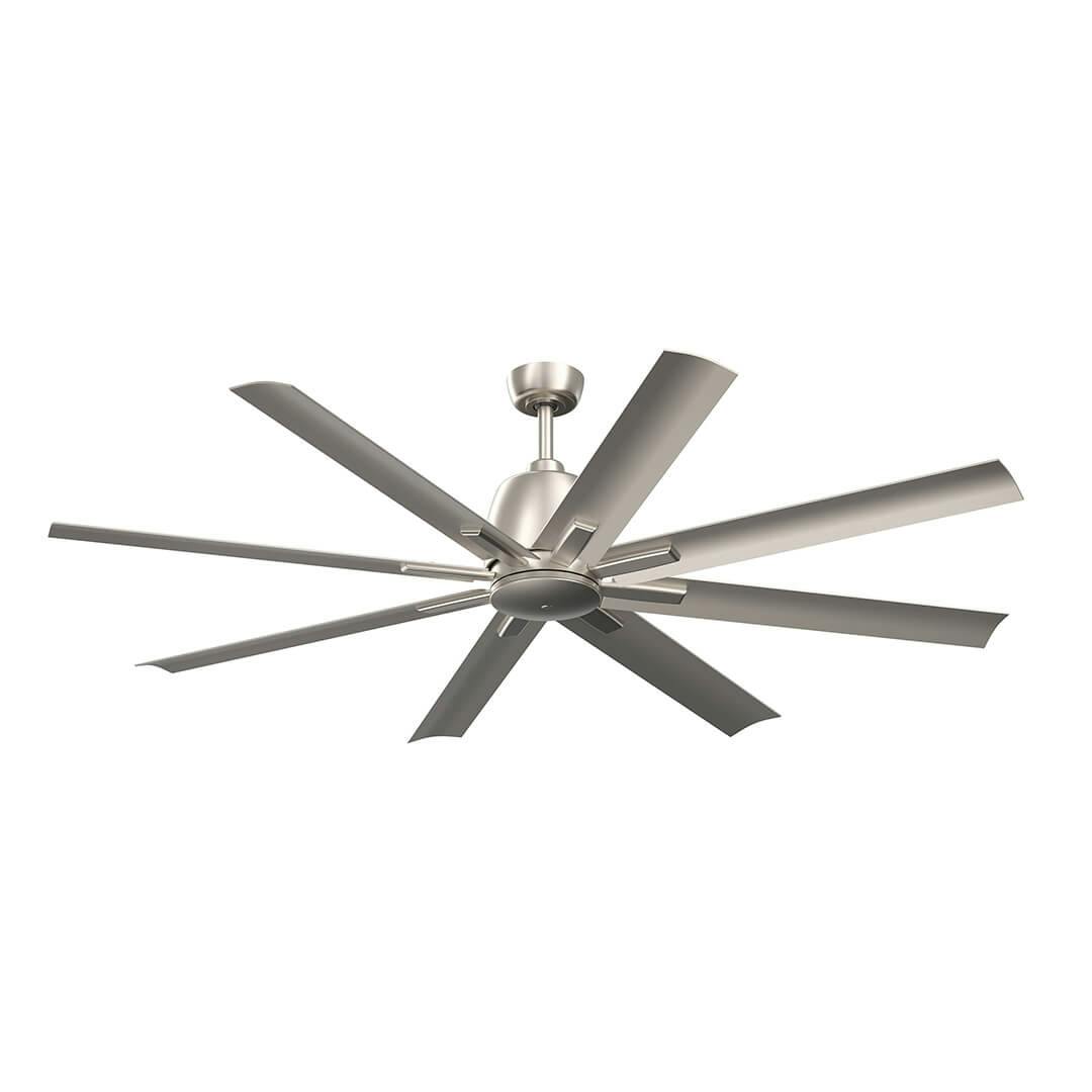 The 65" Breda 8 Blade Ceiling Fan in Brushed Nickel with Brushed Nickel Blades on a white background