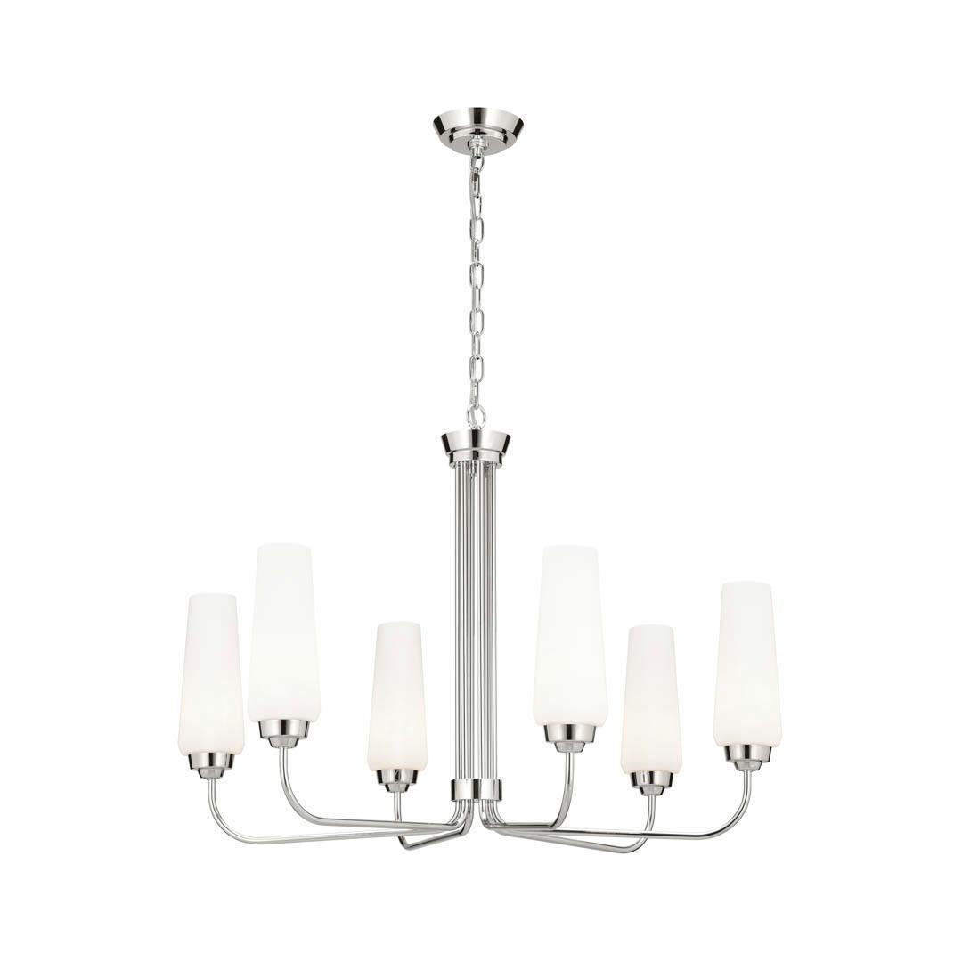 Truby 6 Light Chandelier Polished Nickel on a white background